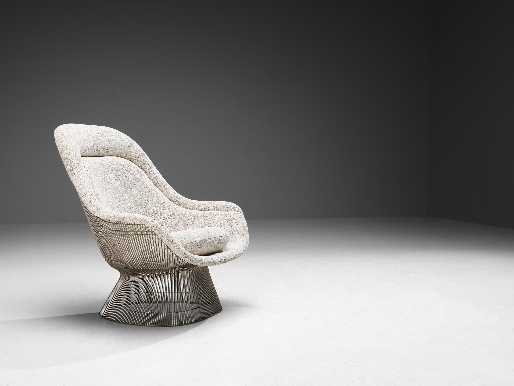 Warren Platner for Knoll Easy Chair in White Chenille  In Good Condition For Sale In Waalwijk, NL