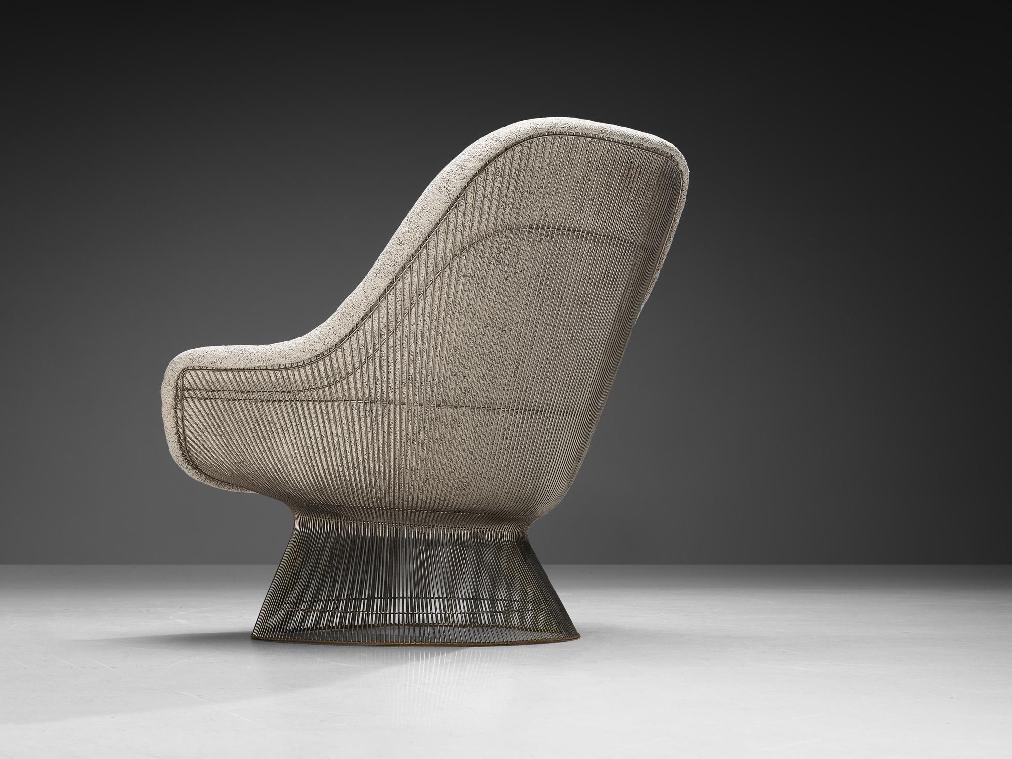 Warren Platner for Knoll Easy Chair in White Chenille  For Sale 1