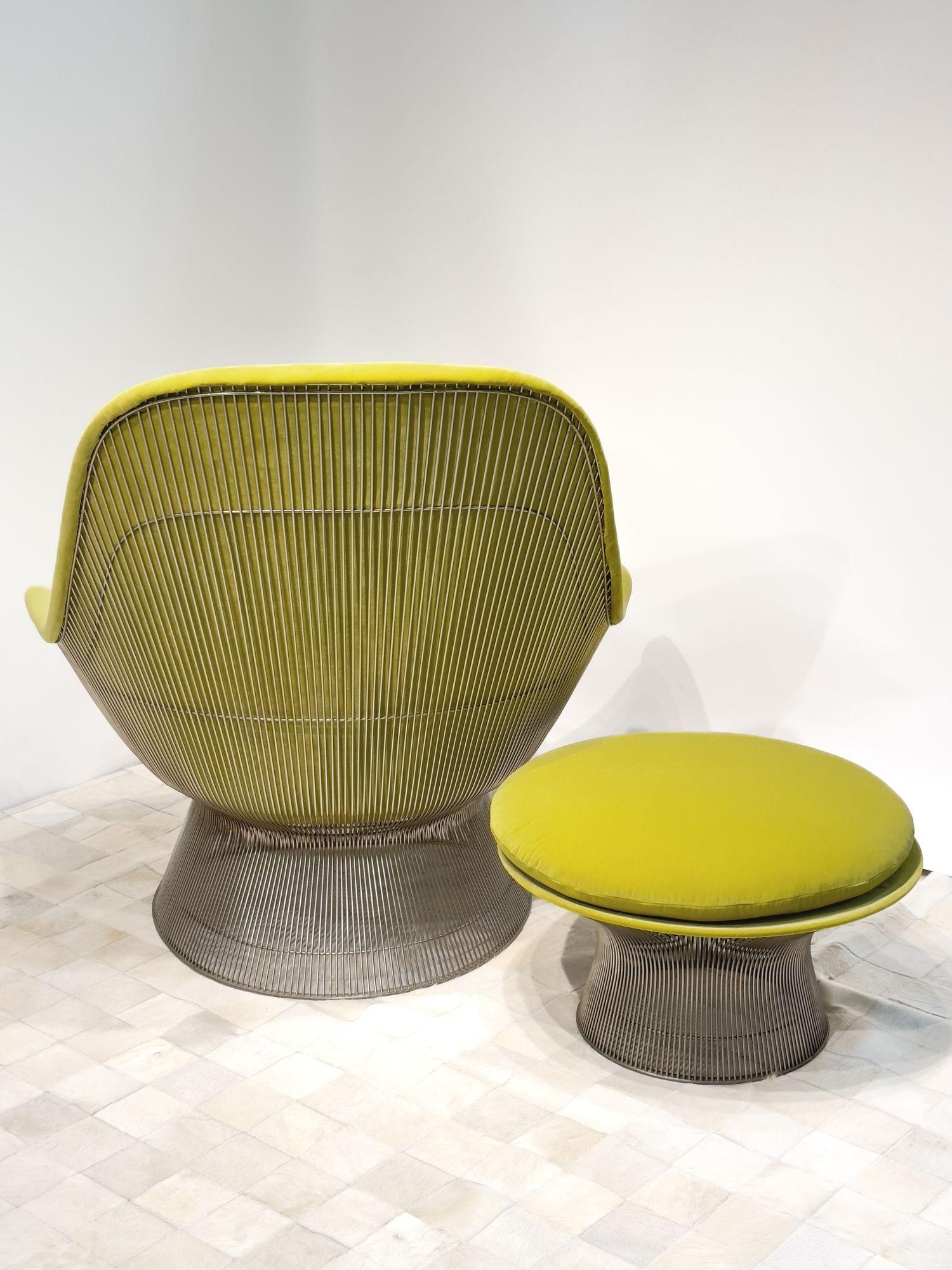 Warren Platner for Knoll Easy High Back Lounge Chair w/Ottoman, Model 1725 In Excellent Condition For Sale In Chicago, IL