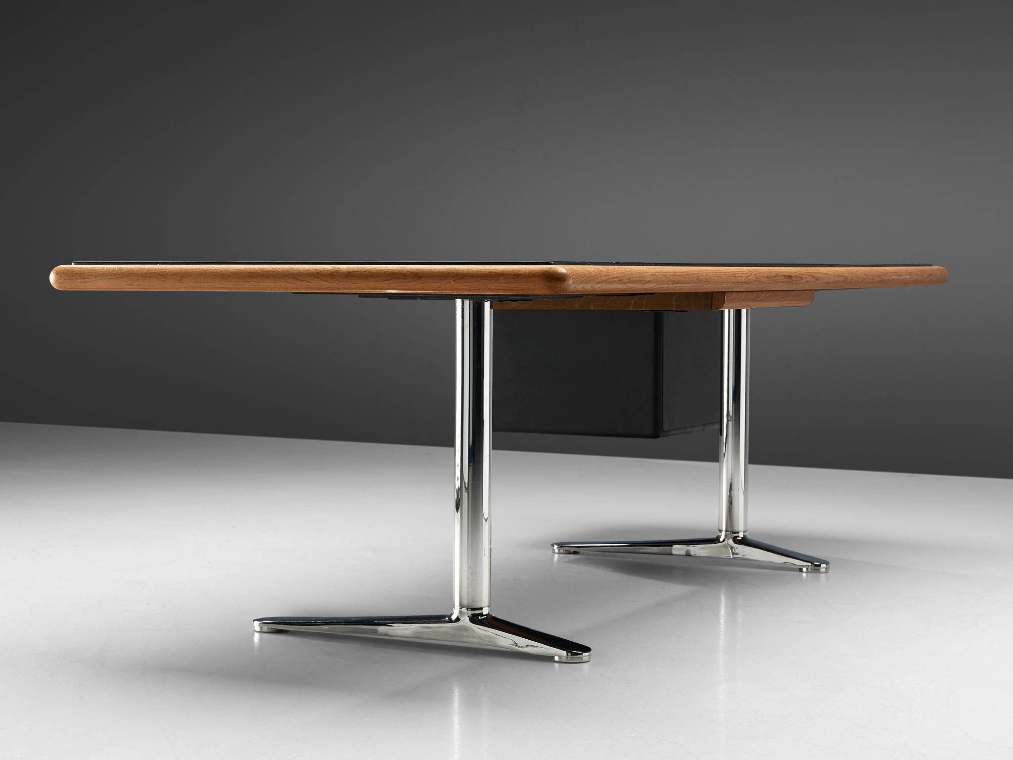 Warren Platner for Knoll Executive Desk in Black Leather 1