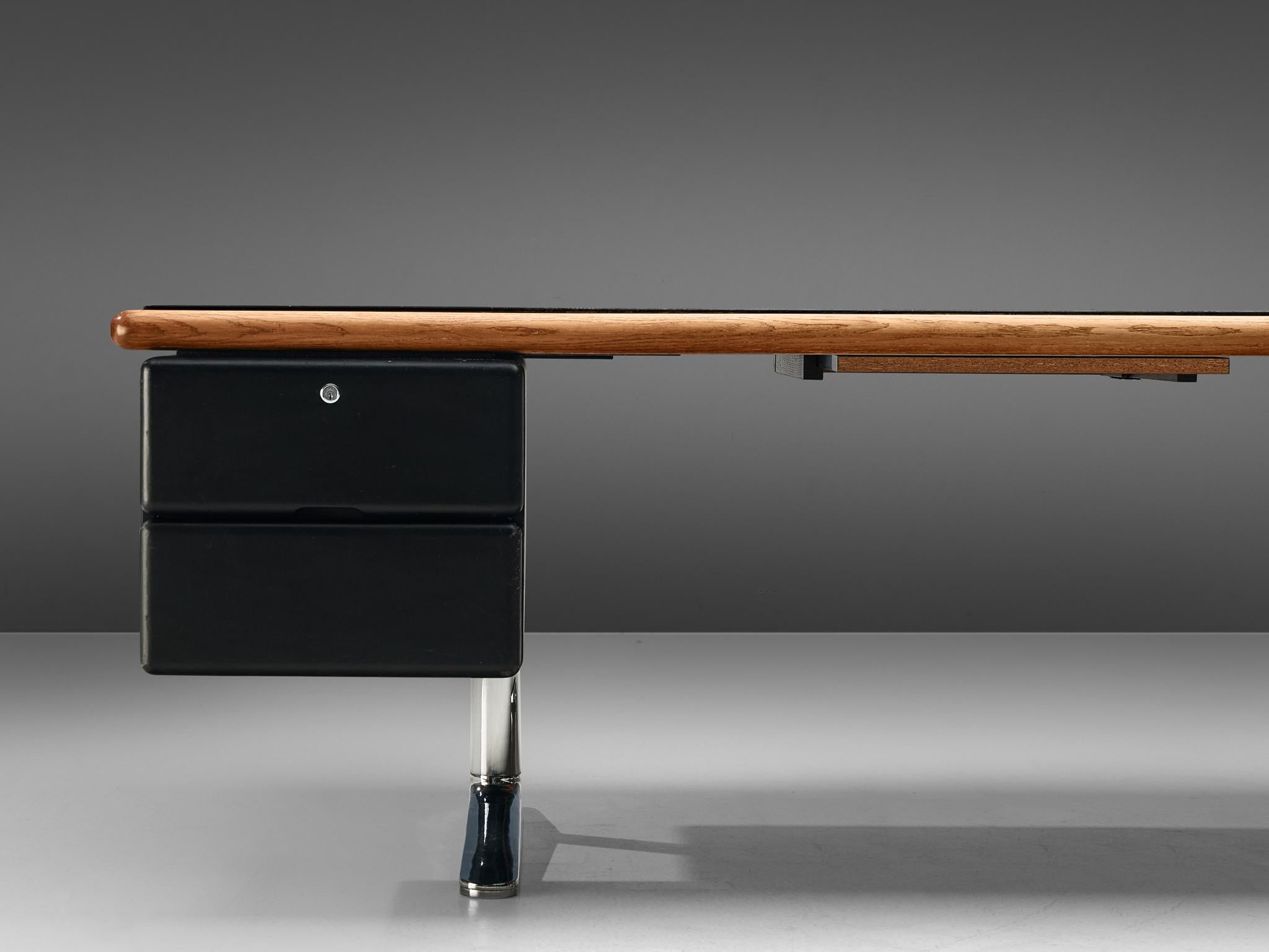 Mid-Century Modern Warren Platner for Knoll Executive Desk in Black Leather
