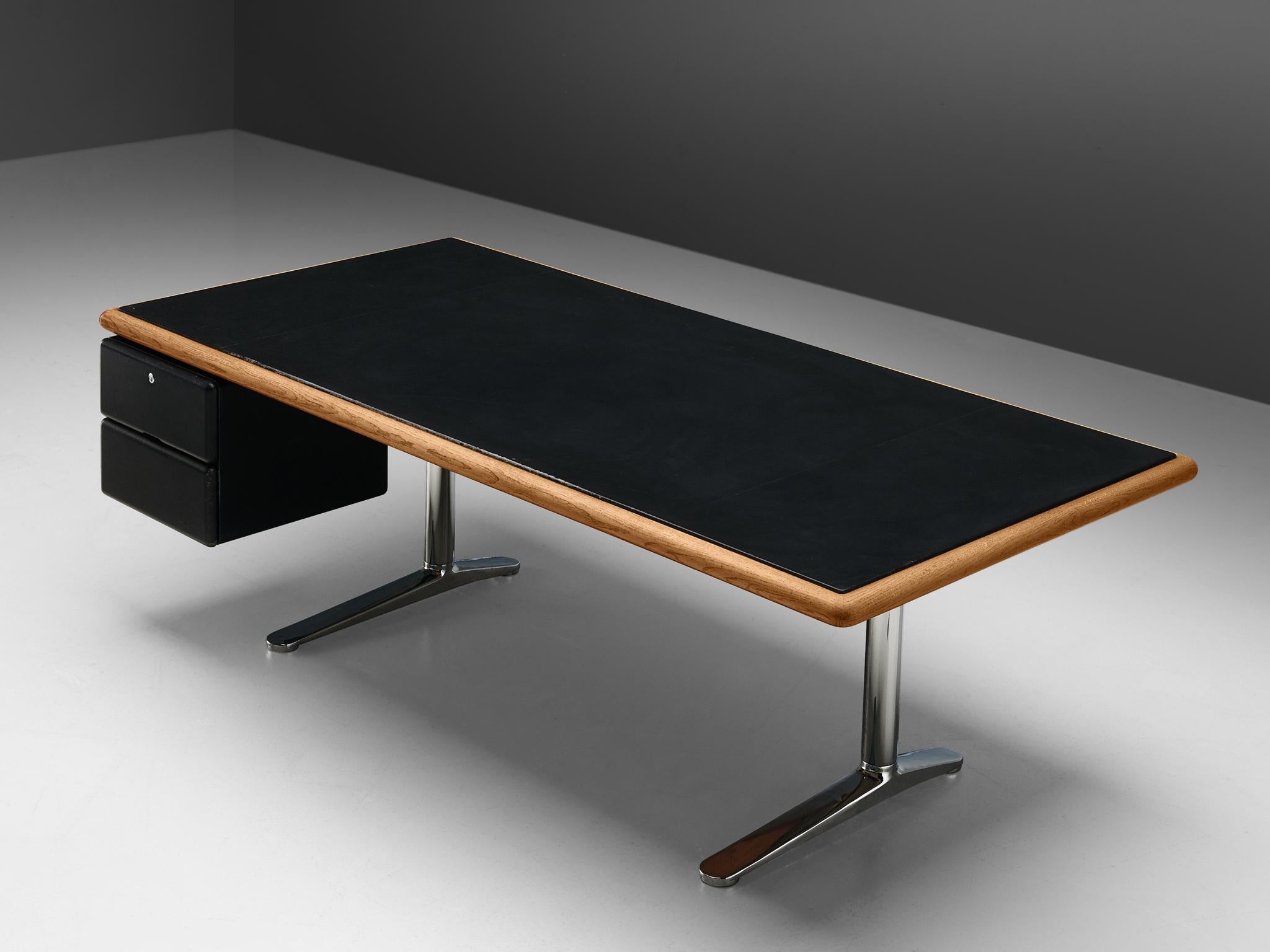 American Warren Platner for Knoll Executive Desk in Black Leather