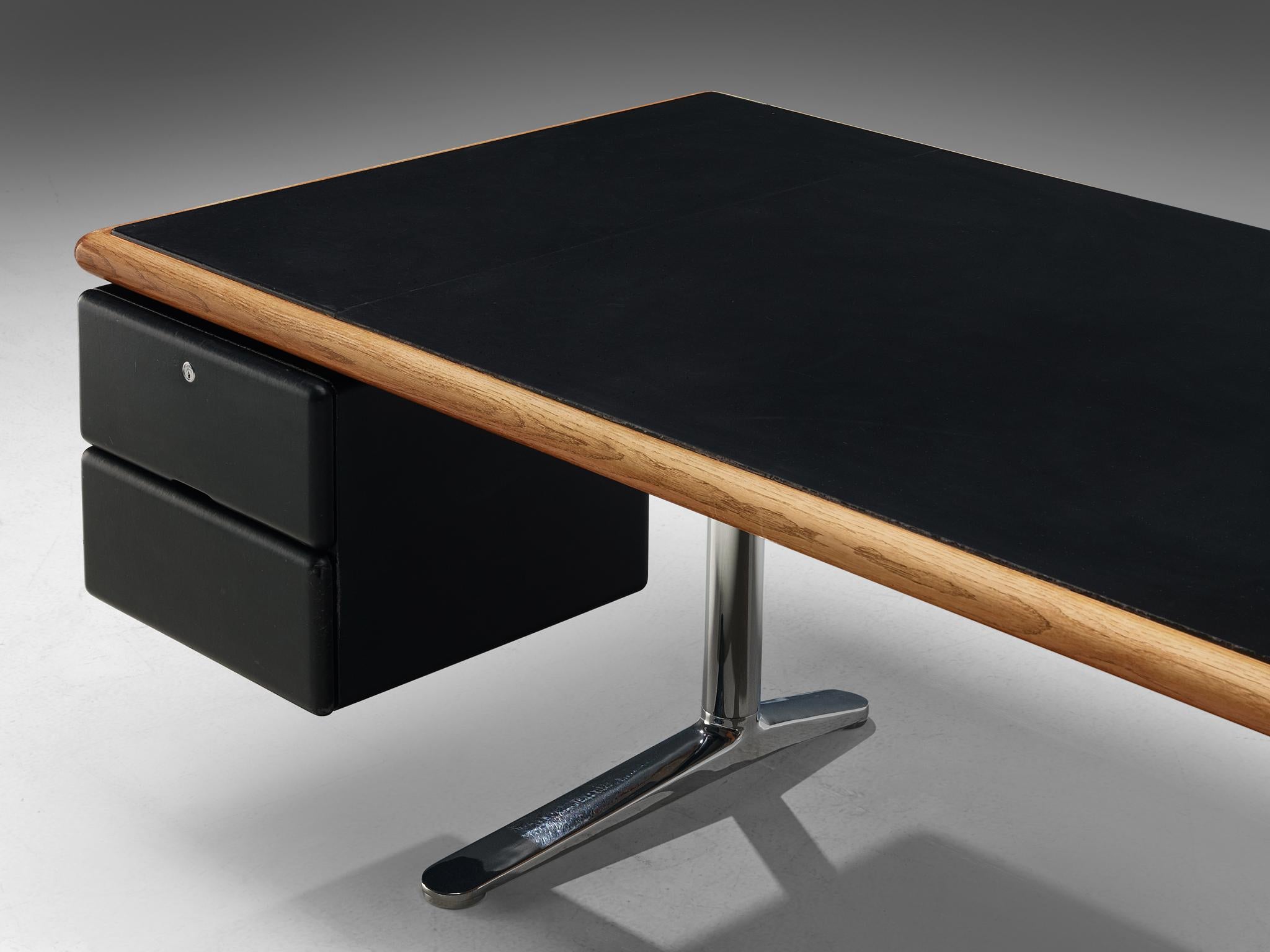 Warren Platner for Knoll Executive Desk in Black Leather In Good Condition In Waalwijk, NL