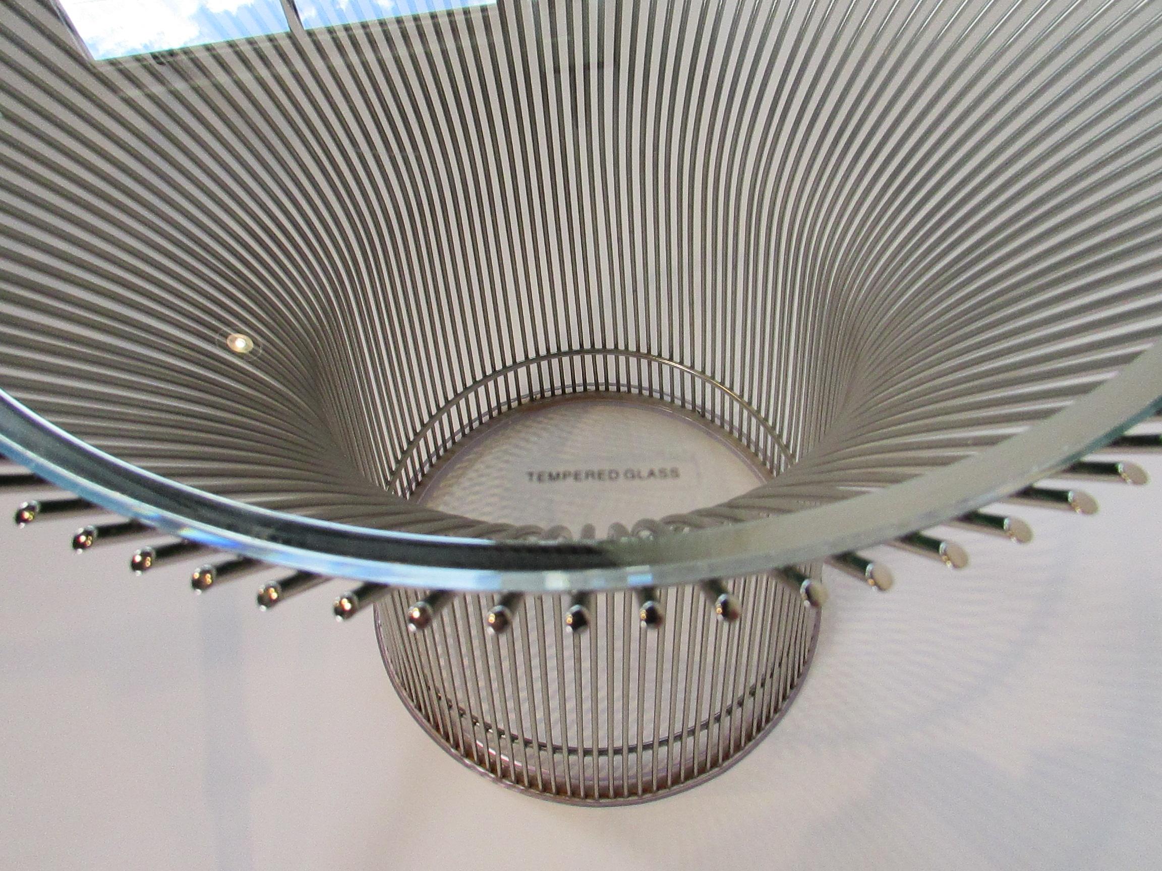 Warren Platner for Knoll glass top on nickel base side table For Sale 3