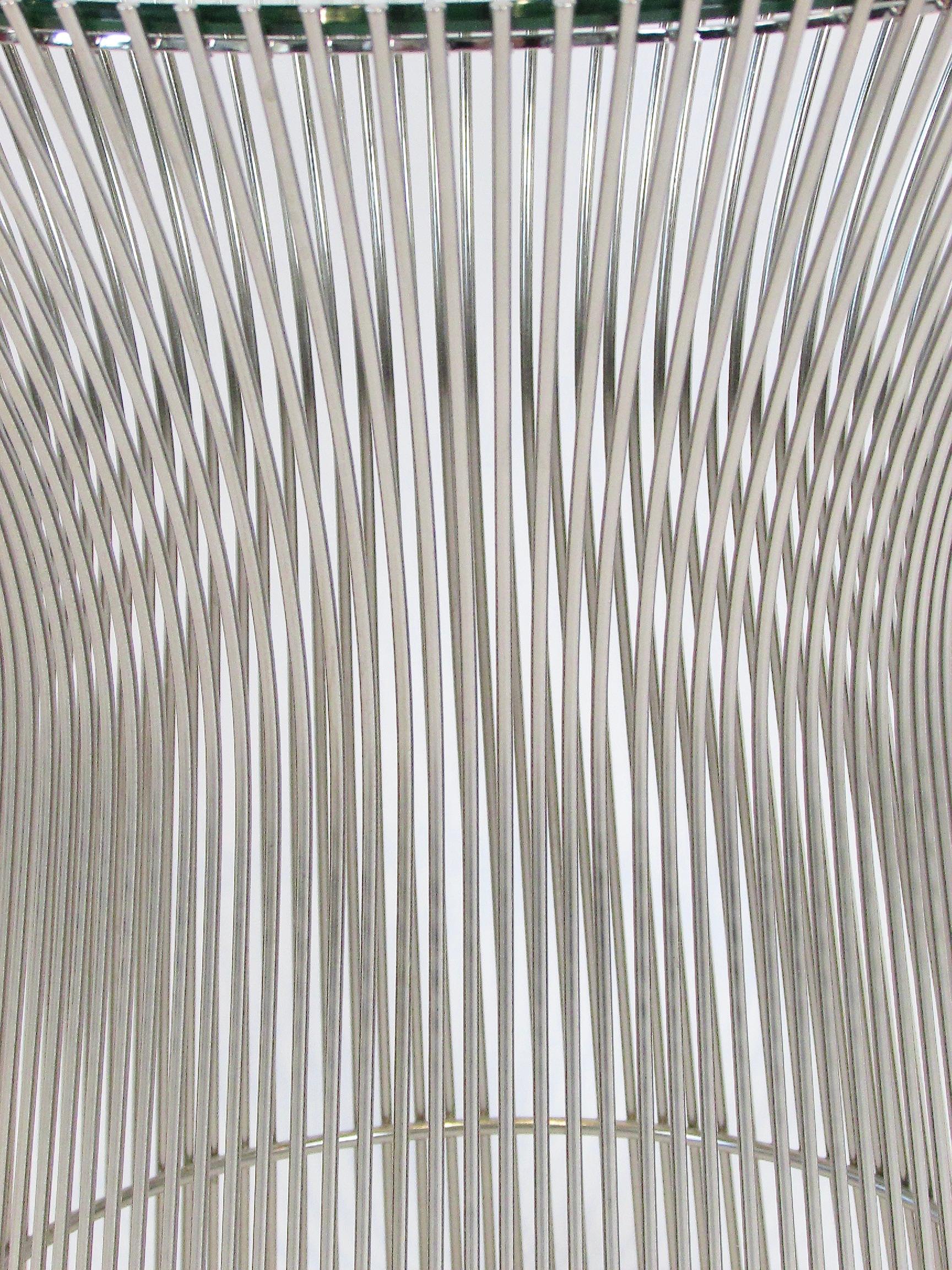 Polished Warren Platner for Knoll glass top on nickel base side table For Sale