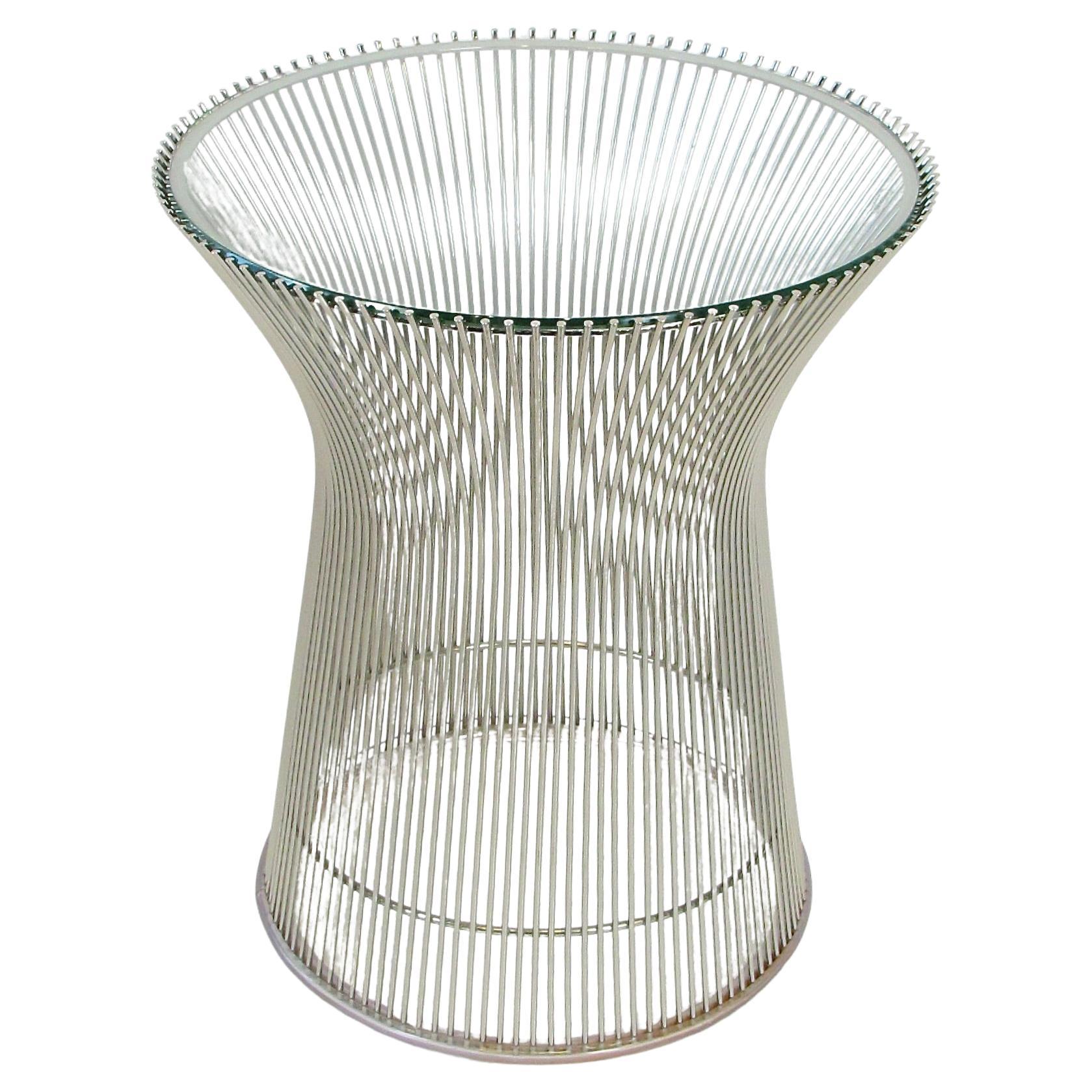 Warren Platner for Knoll glass top on nickel base side table For Sale