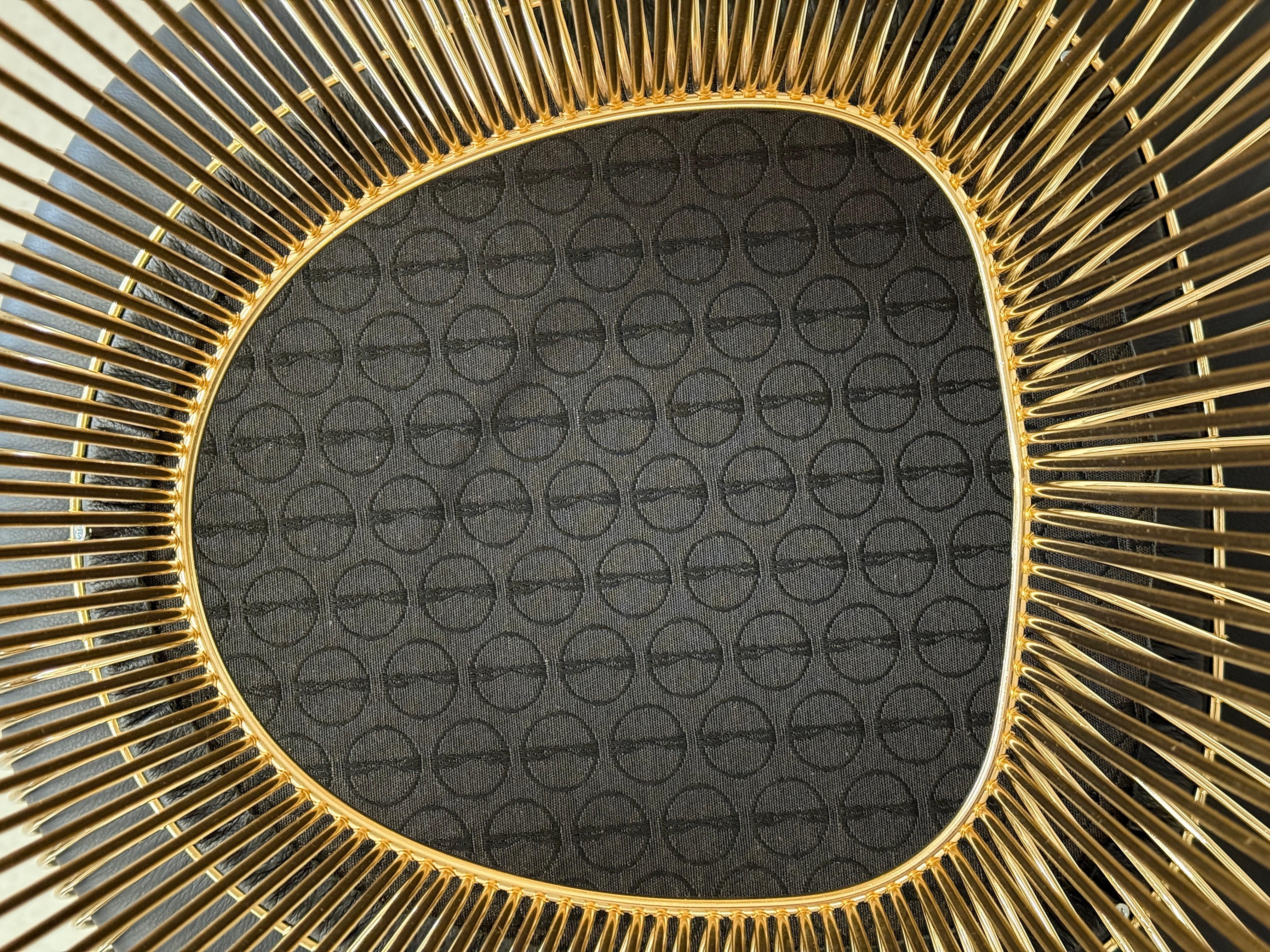 Warren Platner for Knoll Gold Plated Armchair with Andes Black Leather For Sale 6