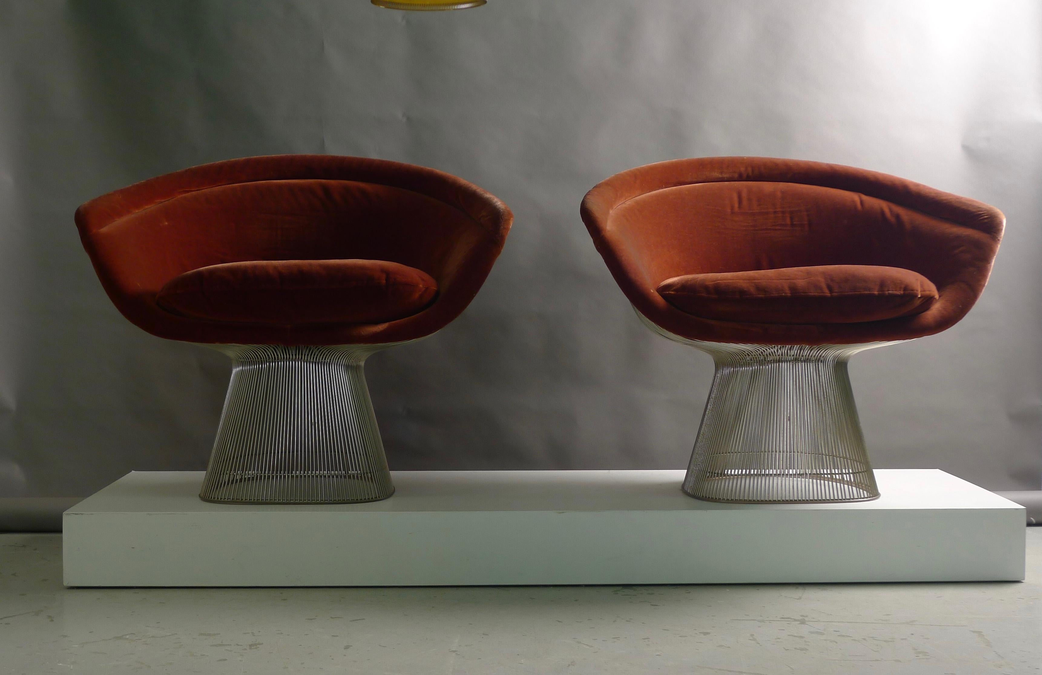 American Warren Platner for Knoll International Pair of Armchairs with Original Labels