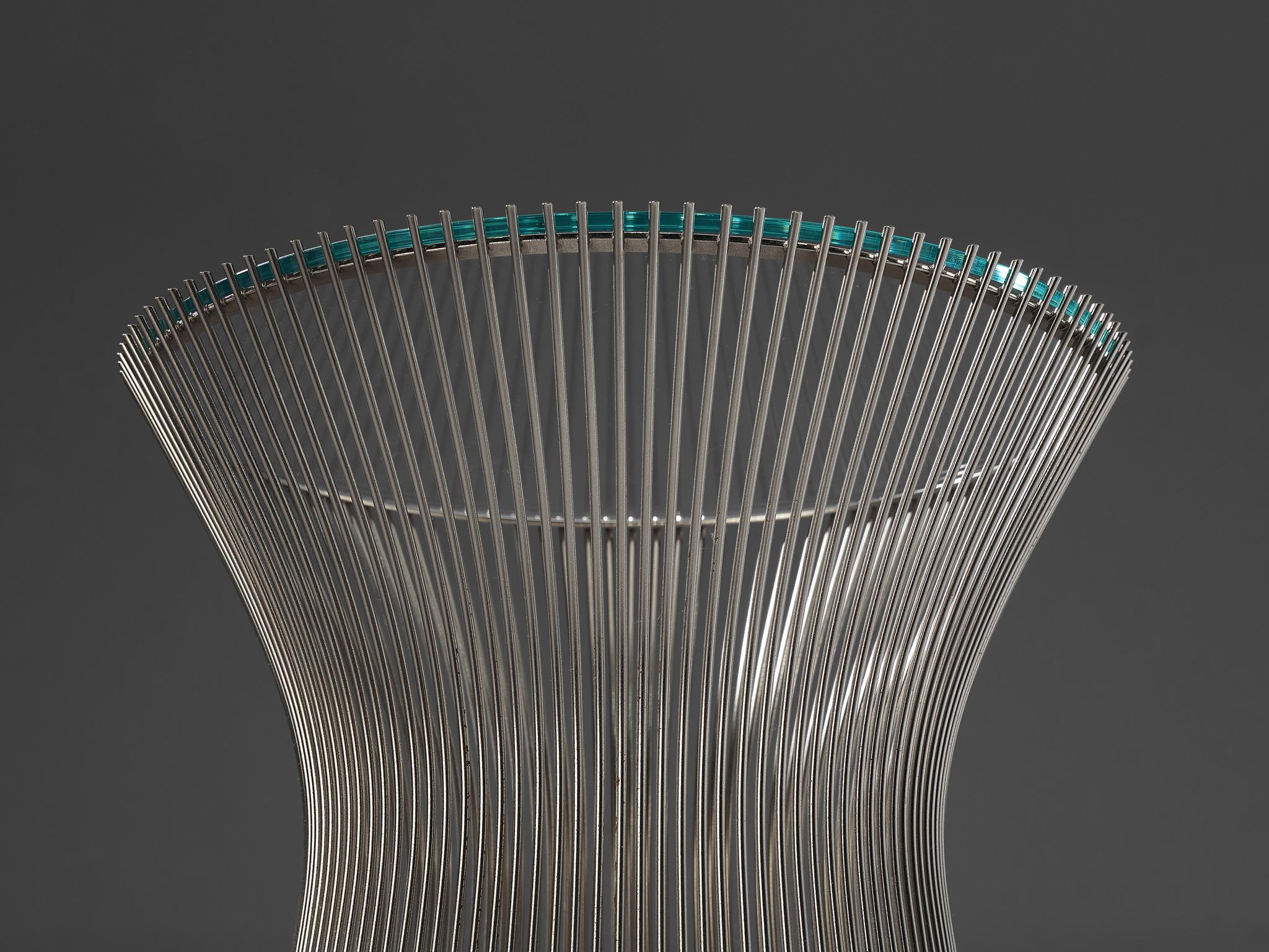 American Warren Platner for Knoll International Side Table in Glass and Steel For Sale