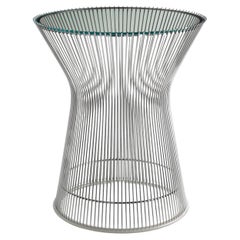 Warren Platner for Knoll, Knickel-Plated Steel Side Table, Glass Top, Italy