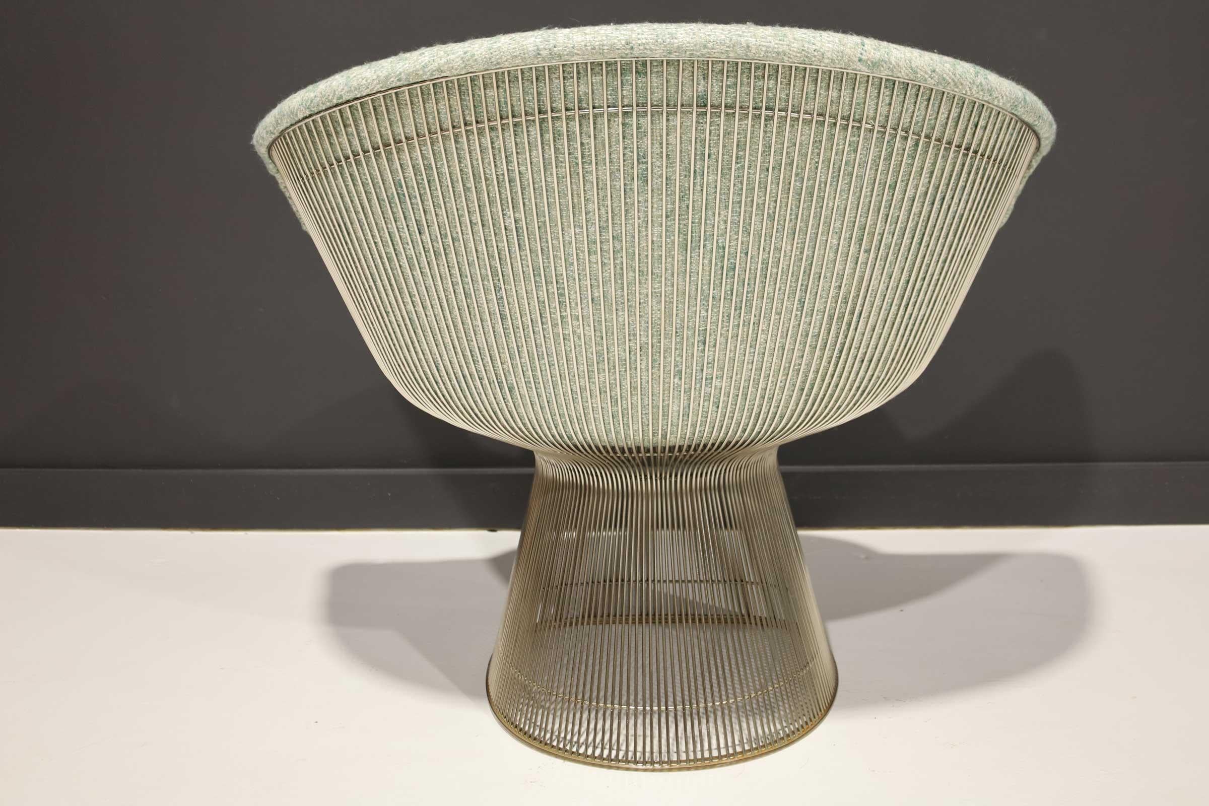 20th Century Warren Platner for Knoll Lounge Chair in Green Woven Fabric