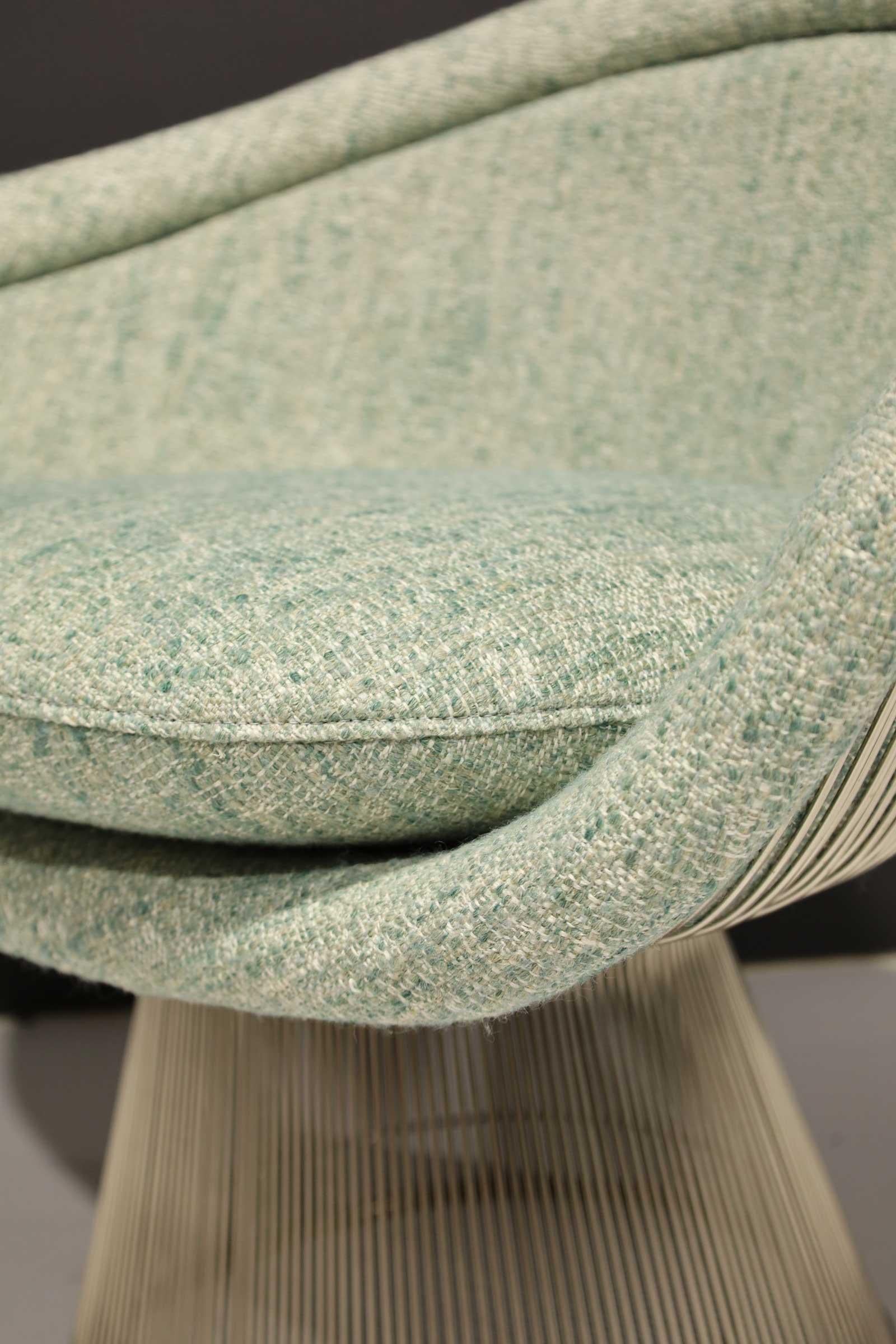 Upholstery Warren Platner for Knoll Lounge Chair in Green Woven Fabric