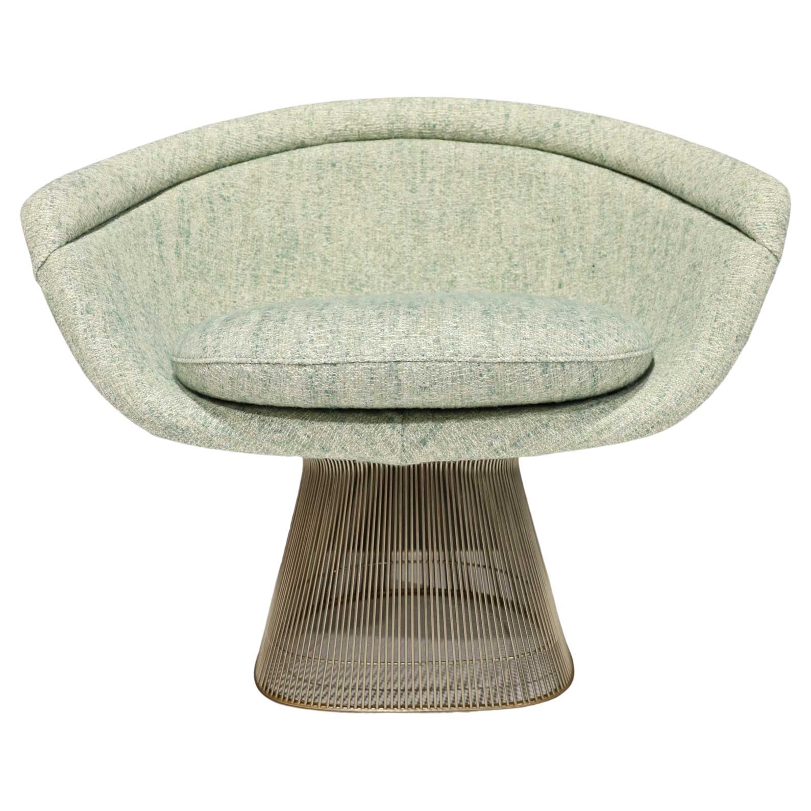 Warren Platner for Knoll Lounge Chair in Green Woven Fabric