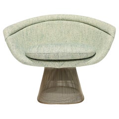 Warren Platner for Knoll Lounge Chair in Green Woven Fabric