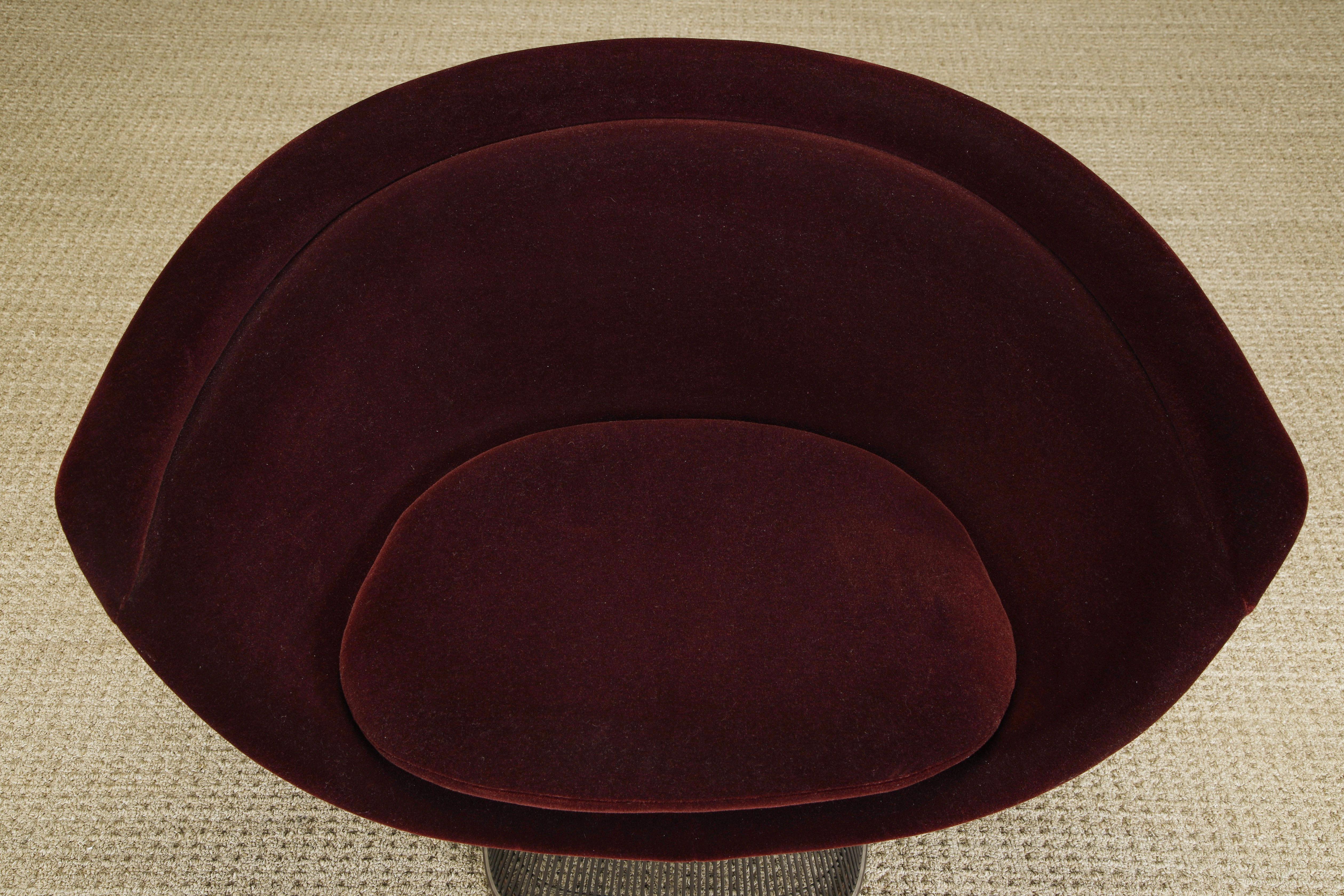 Warren Platner for Knoll Lounge Chair in Knoll Velvet with Bronze Finish For Sale 3