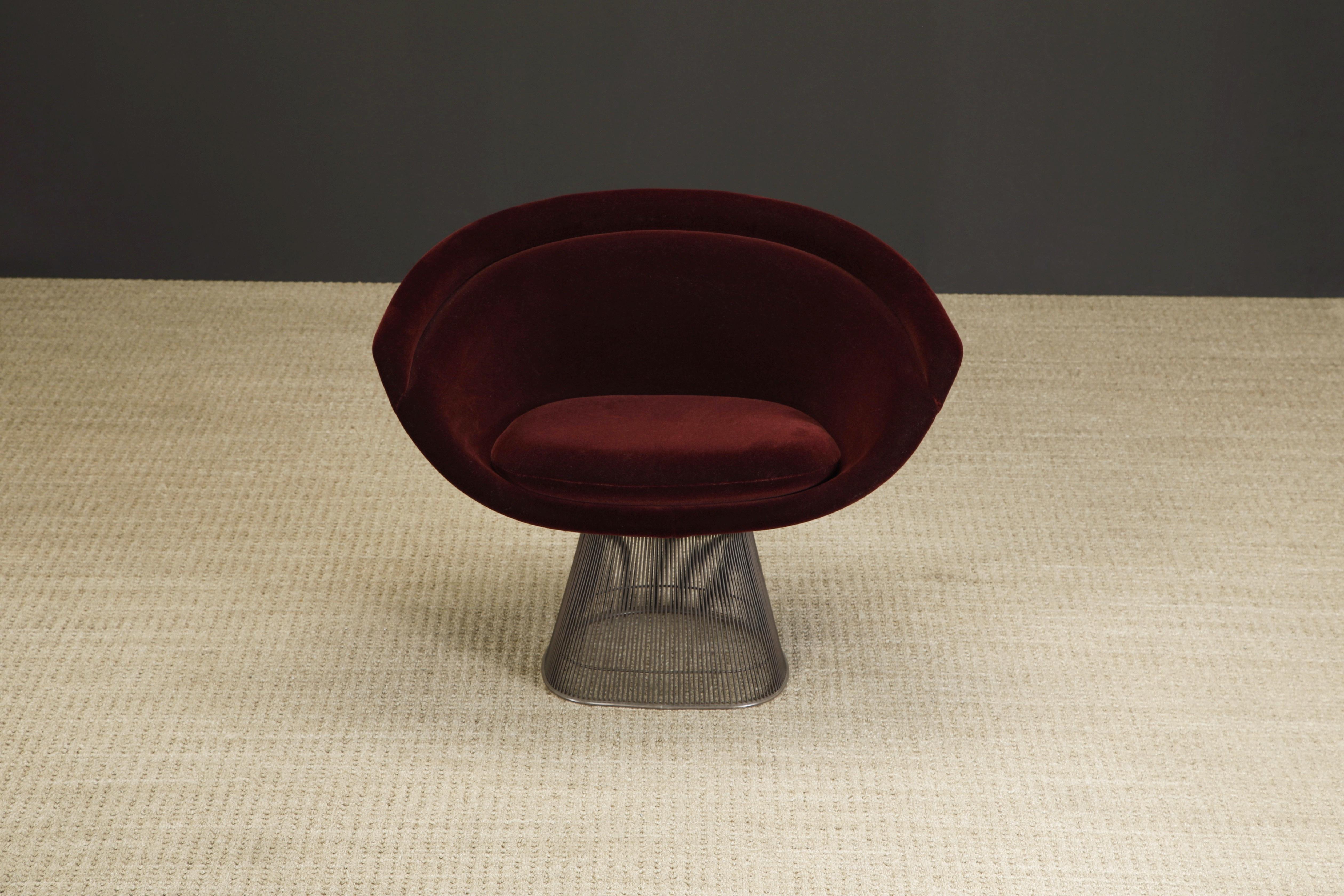 Mid-Century Modern Warren Platner for Knoll Lounge Chair in Knoll Velvet with Bronze Finish For Sale