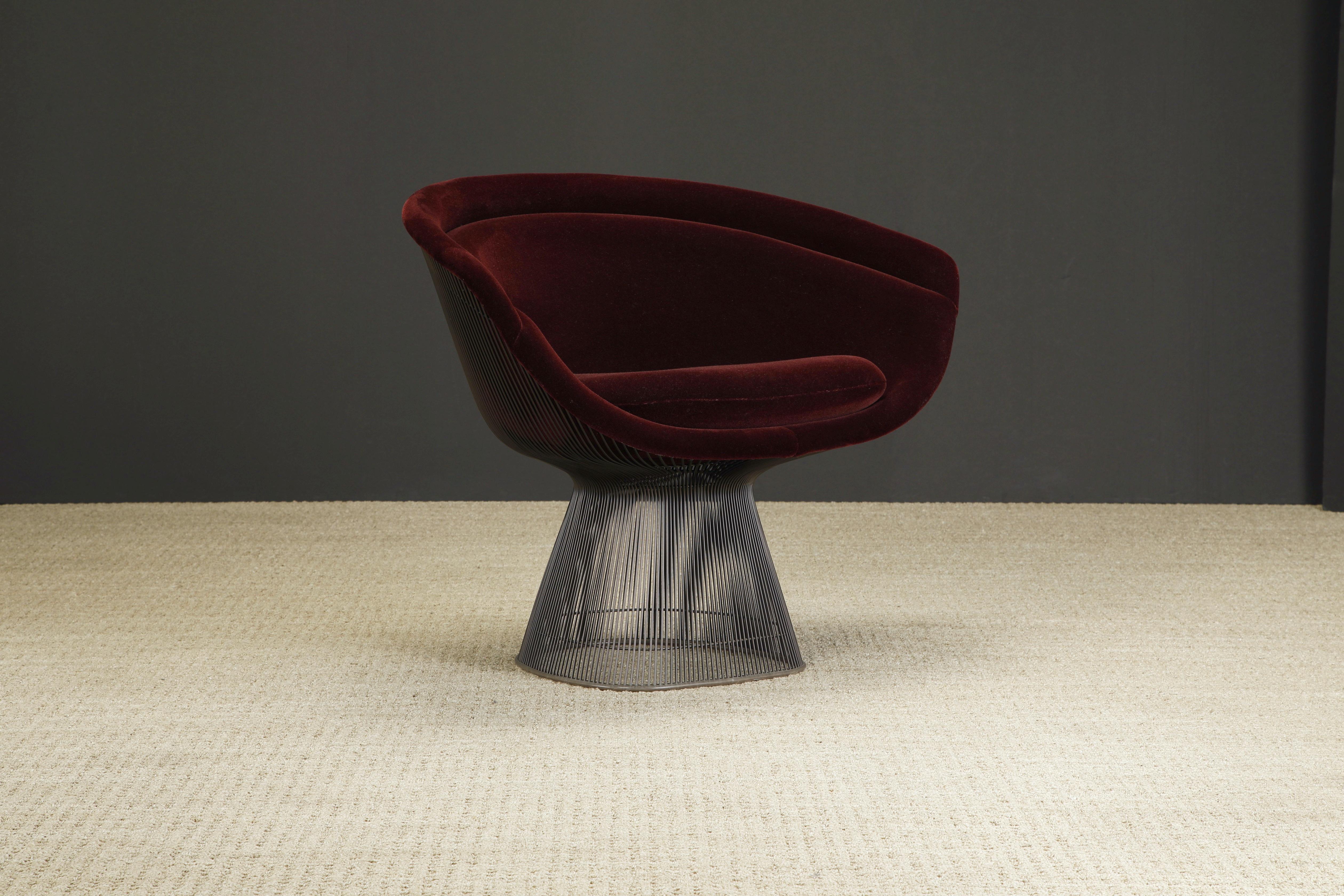American Warren Platner for Knoll Lounge Chair in Knoll Velvet with Bronze Finish For Sale