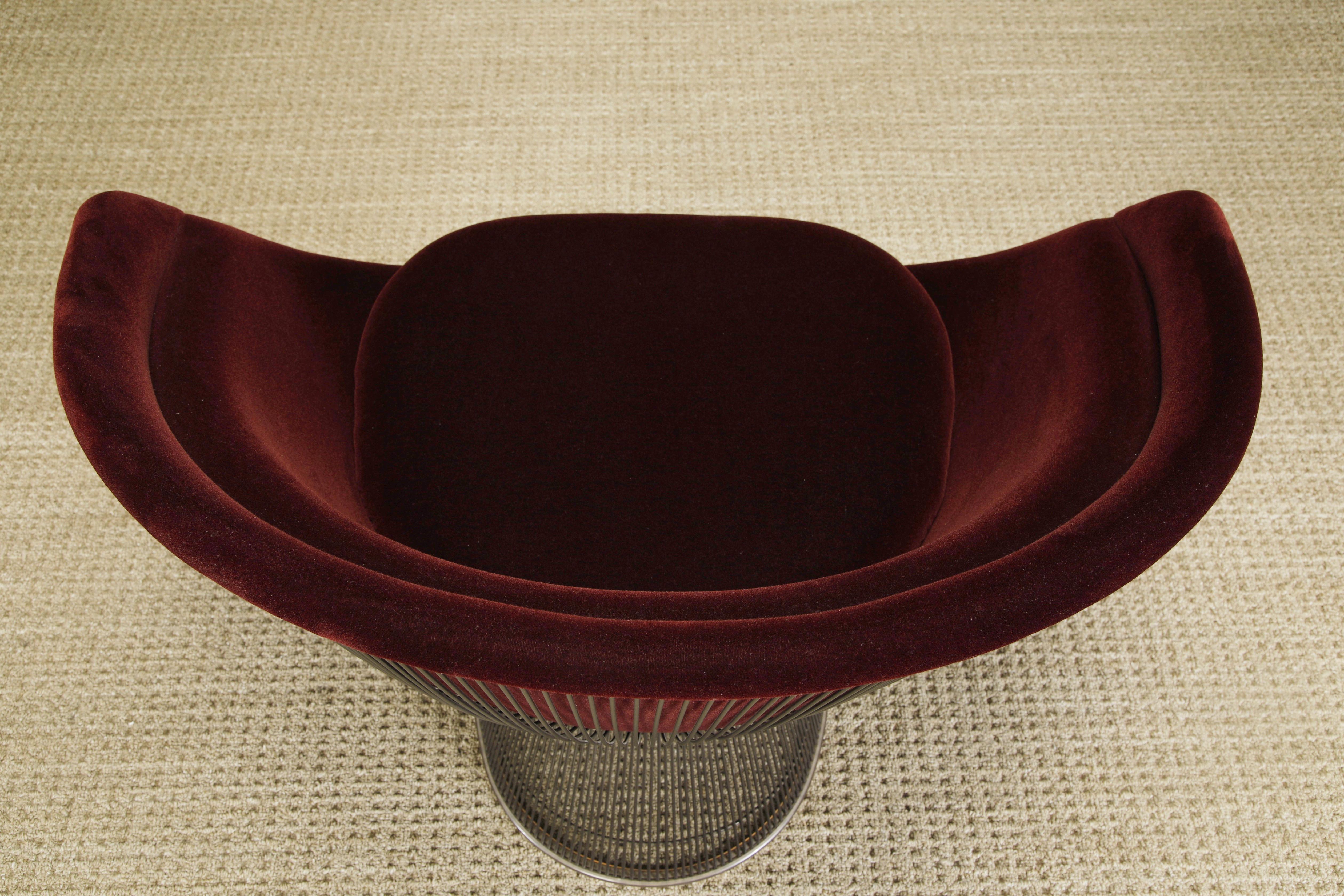Warren Platner for Knoll Lounge Chair in Knoll Velvet with Bronze Finish For Sale 2