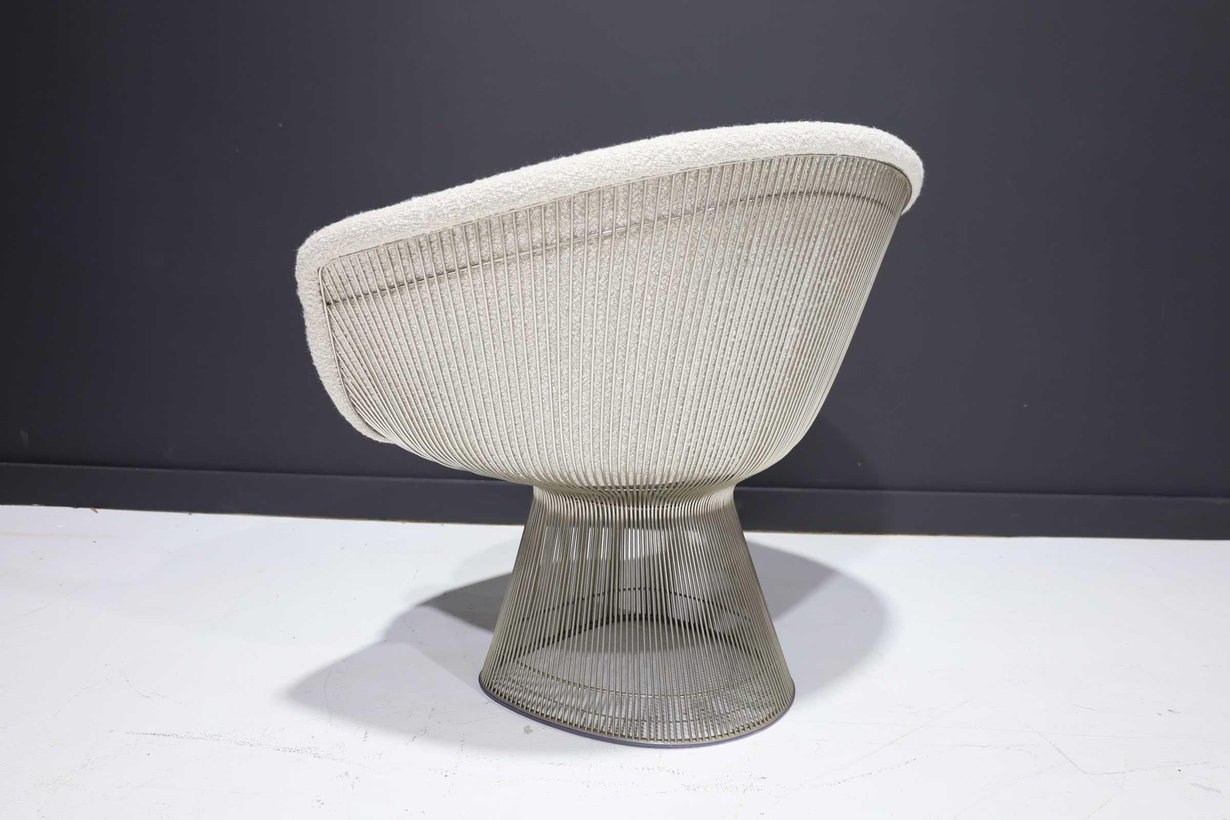 North American Warren Platner for Knoll Lounge Chair in Off-White Boucle