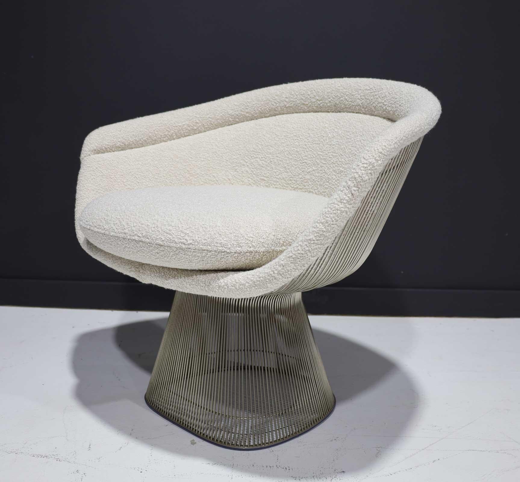 Warren Platner for Knoll Lounge Chair in Off-White Boucle 1