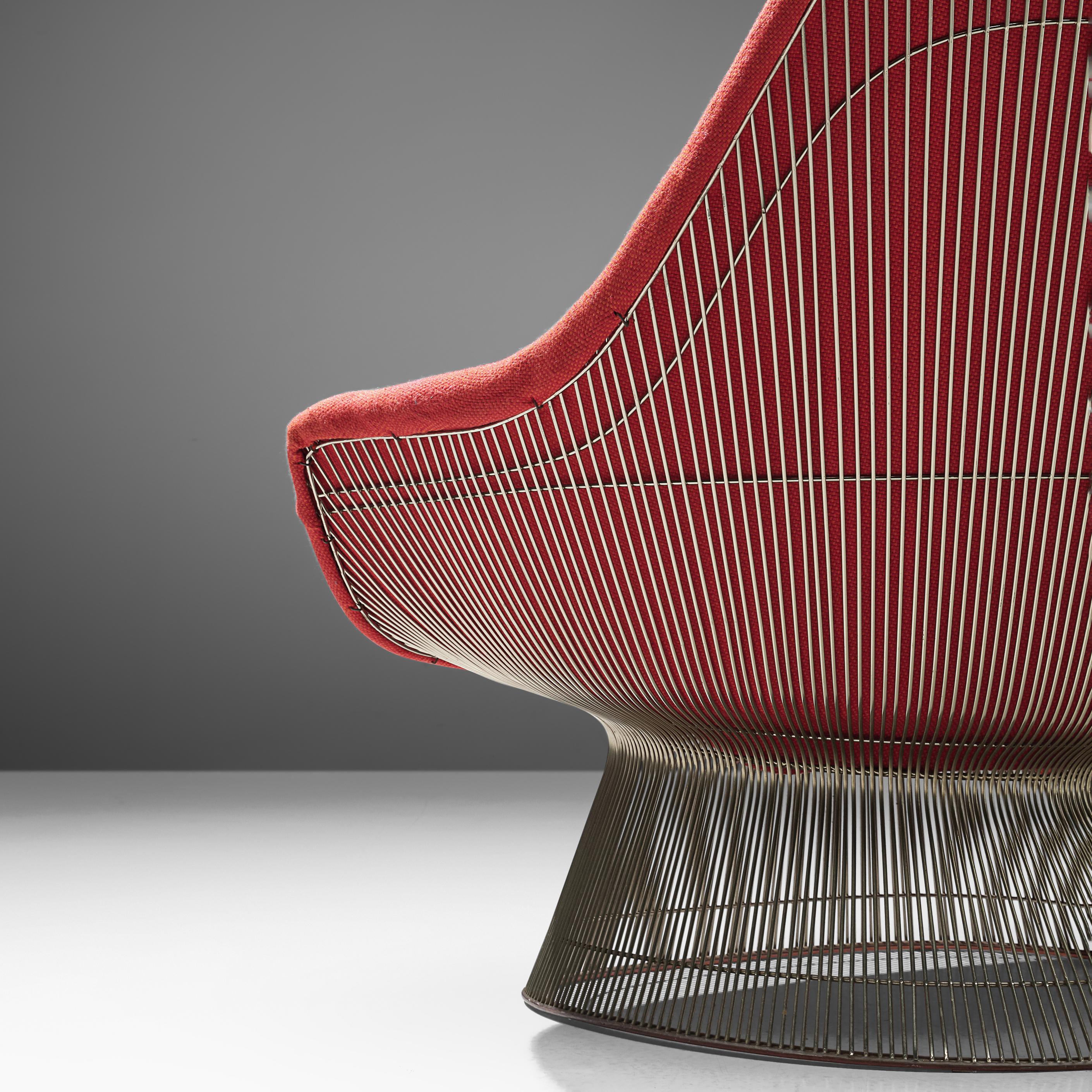 Mid-Century Modern Warren Platner for Knoll Lounge Chair Model '1705' in Red Upholstery