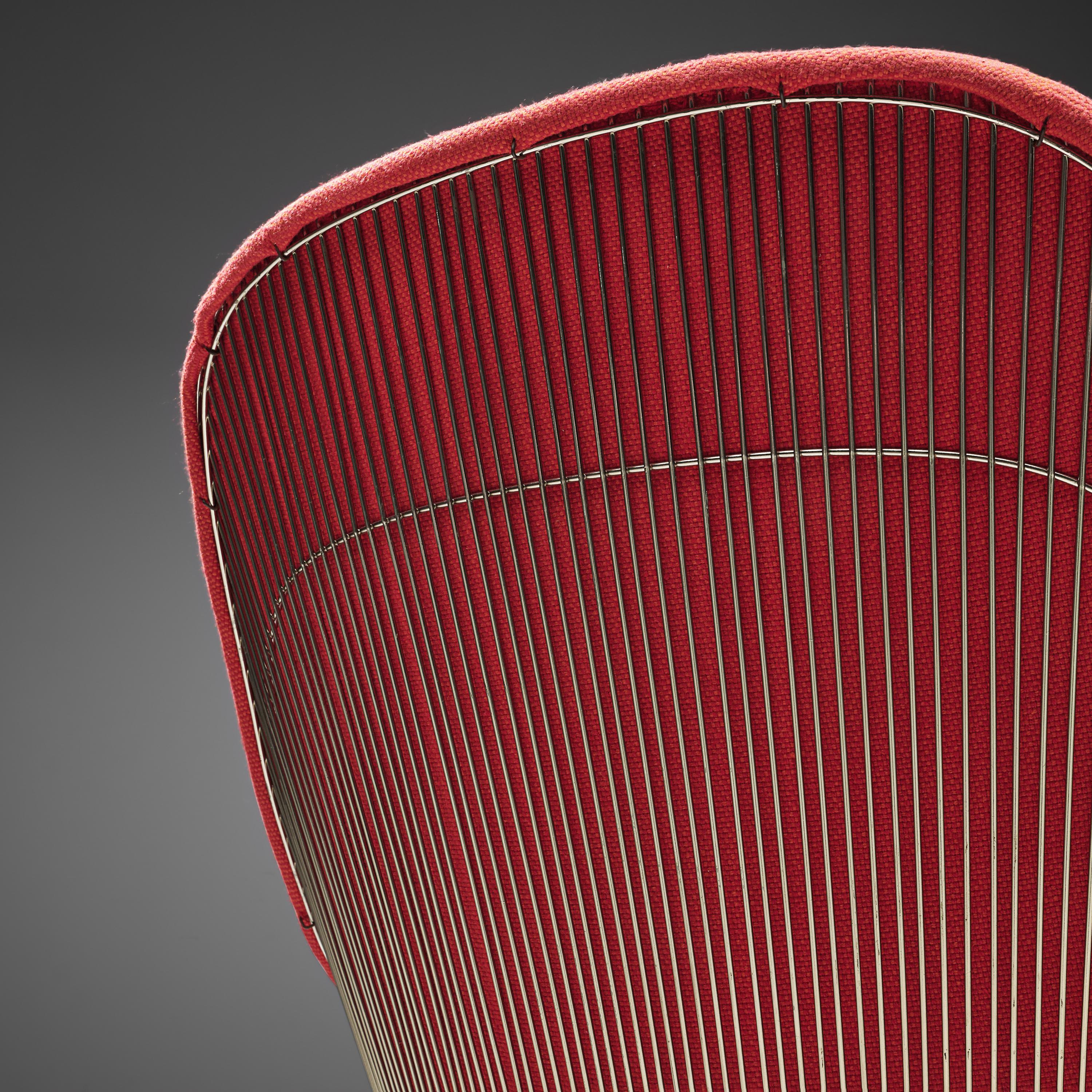 Warren Platner for Knoll Lounge Chair Model '1705' in Red Upholstery In Good Condition In Waalwijk, NL