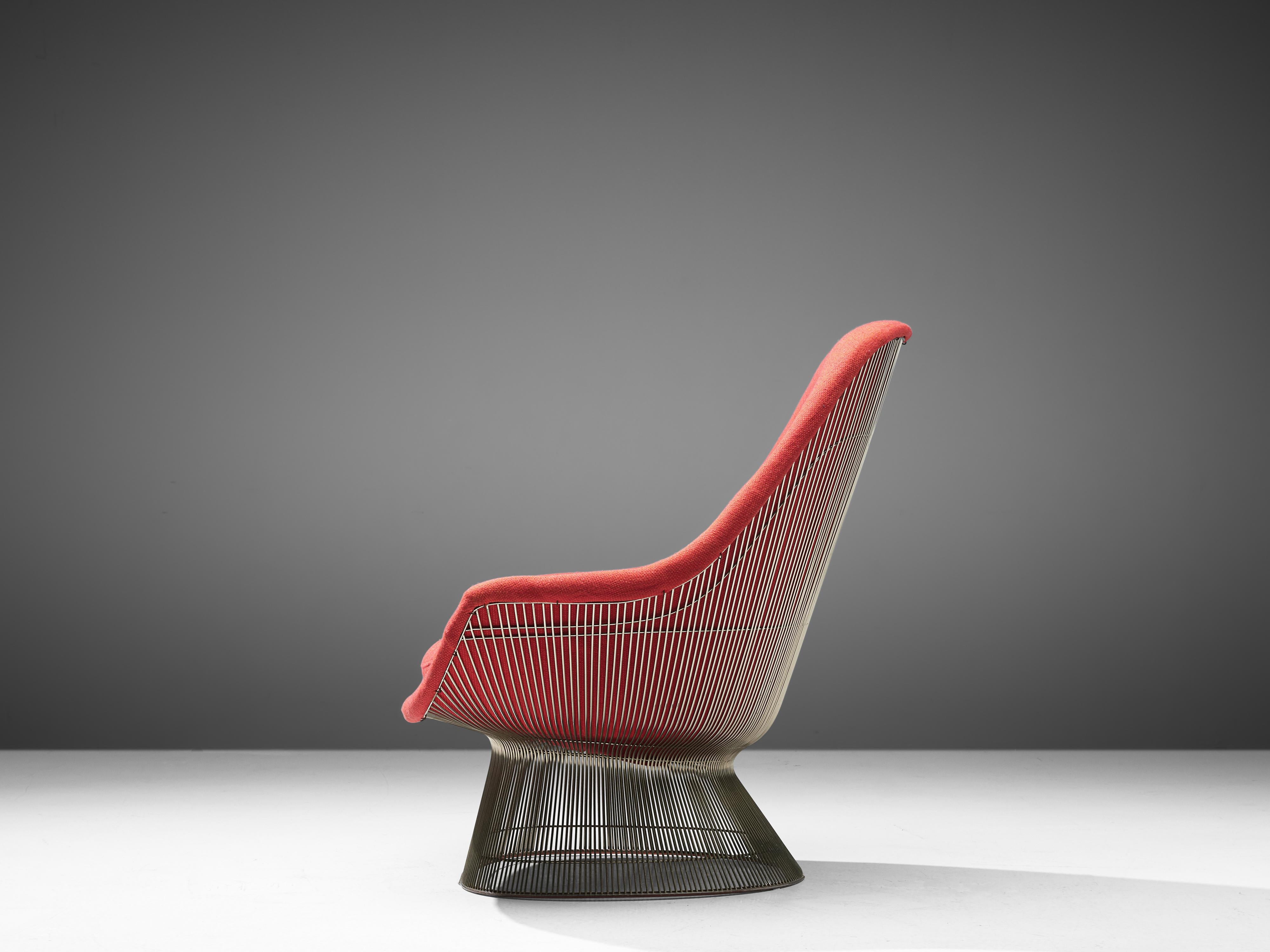 Mid-20th Century Warren Platner for Knoll Lounge Chair Model '1705' in Red Upholstery
