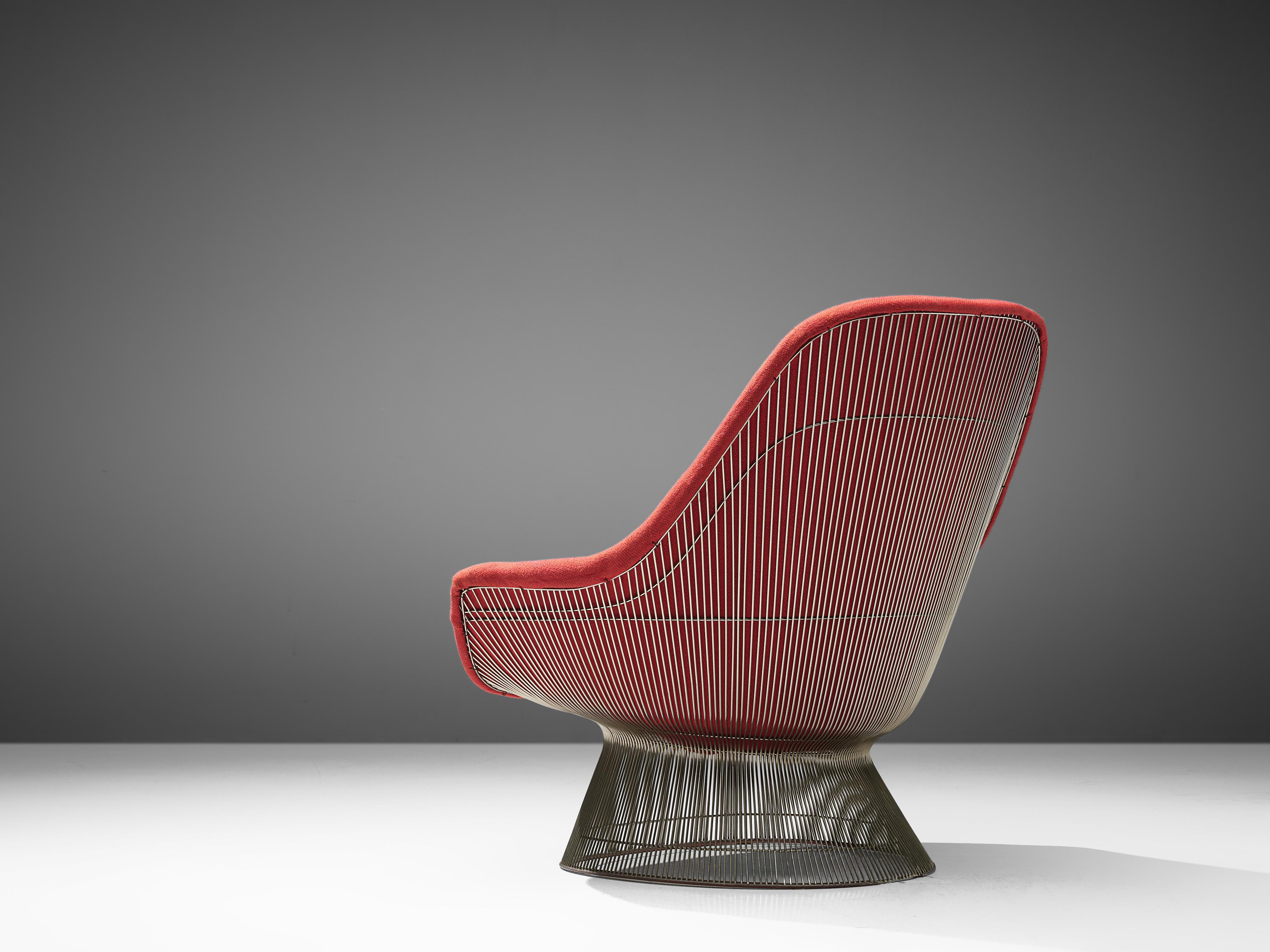 Warren Platner for Knoll Lounge Chair Model '1705' in Red Upholstery 1