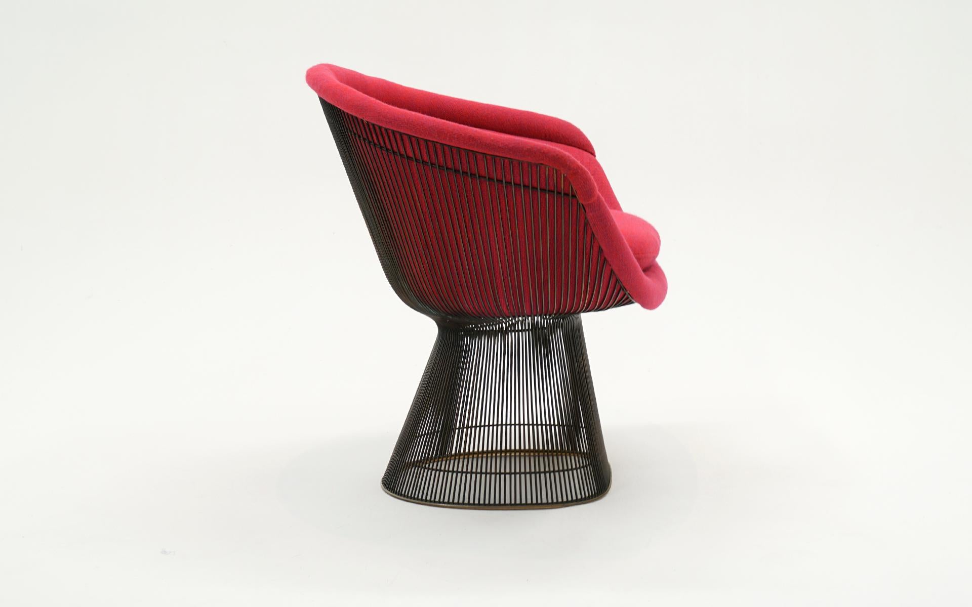 Warren Platner for Knoll Lounge Chair. Red Fabric, Bronze Frame Finish In Good Condition For Sale In Kansas City, MO