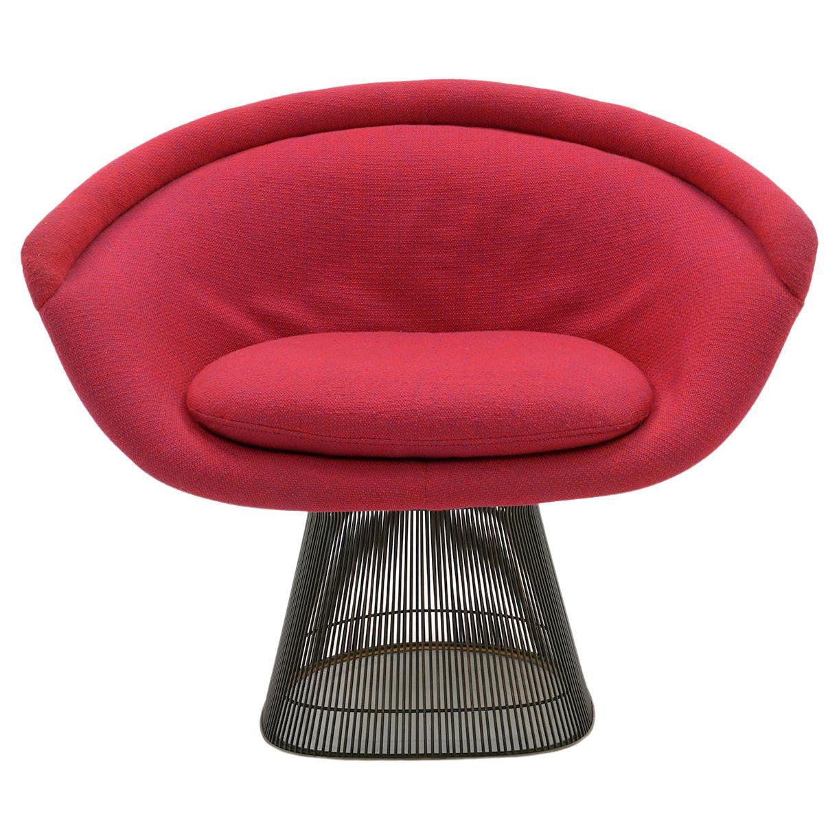 Warren Platner for Knoll Lounge Chair. Red Fabric, Bronze Frame Finish