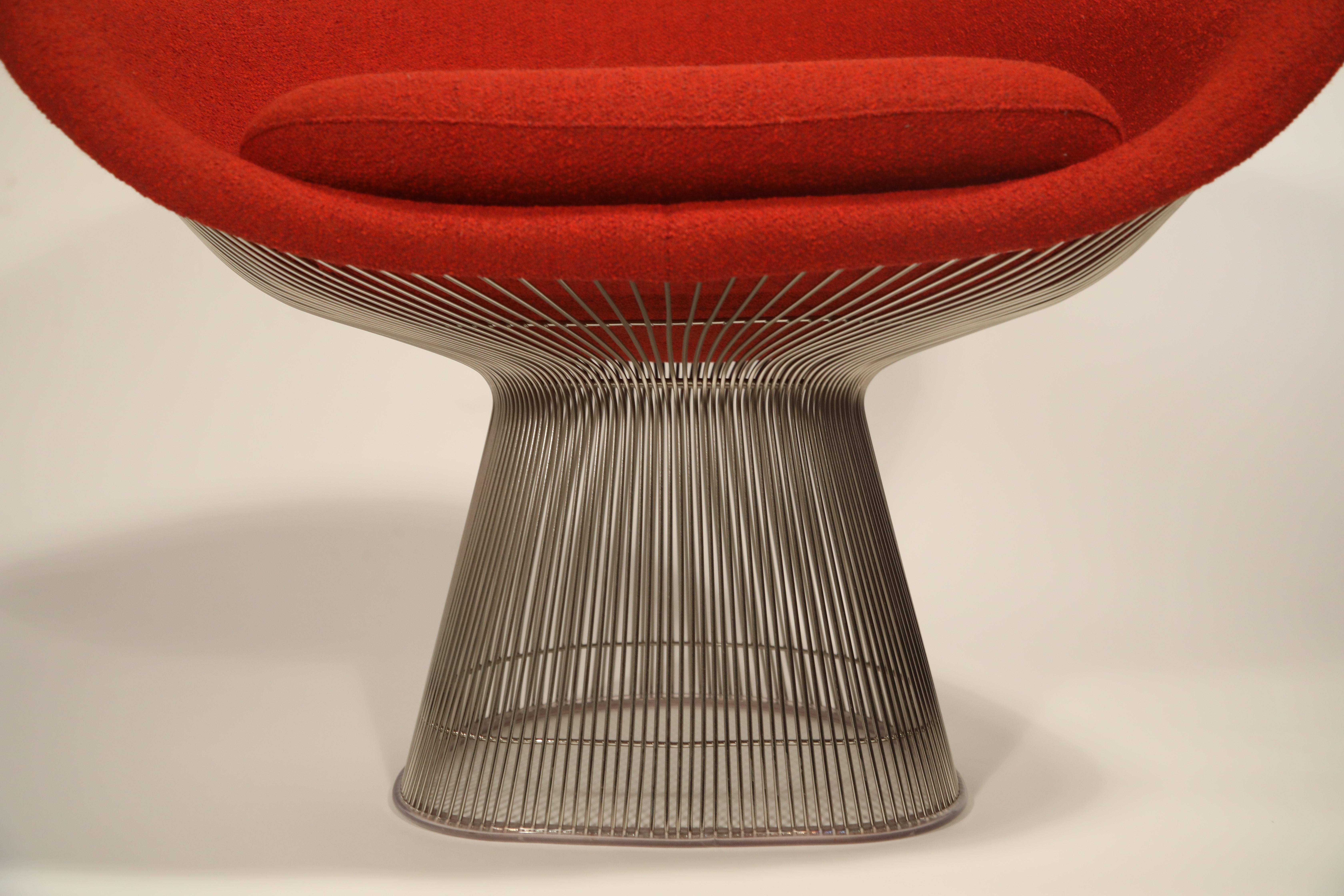 Warren Platner for Knoll Lounge Chairs in Red Wool Boucle 3