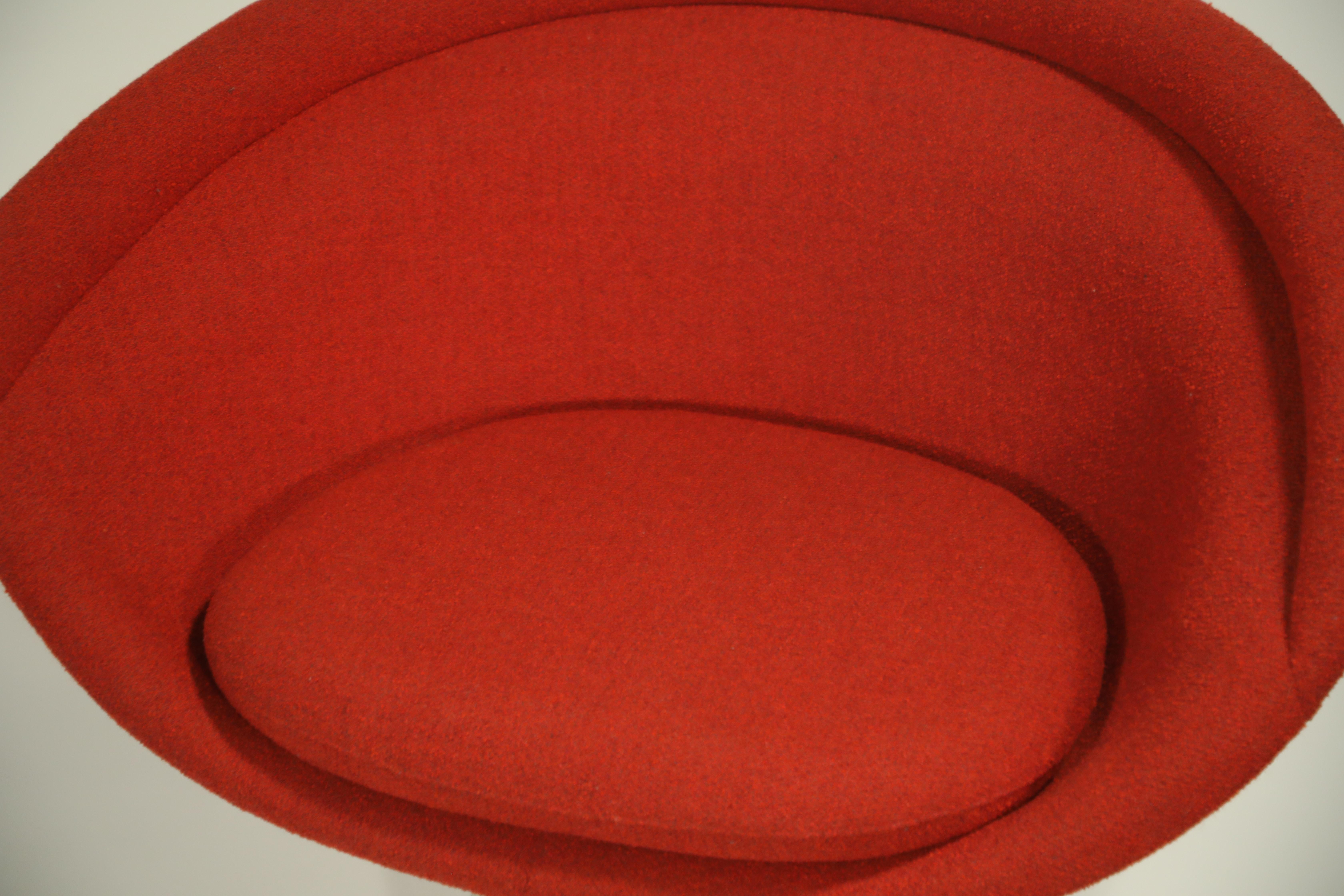 Warren Platner for Knoll Lounge Chairs in Red Wool Boucle 5
