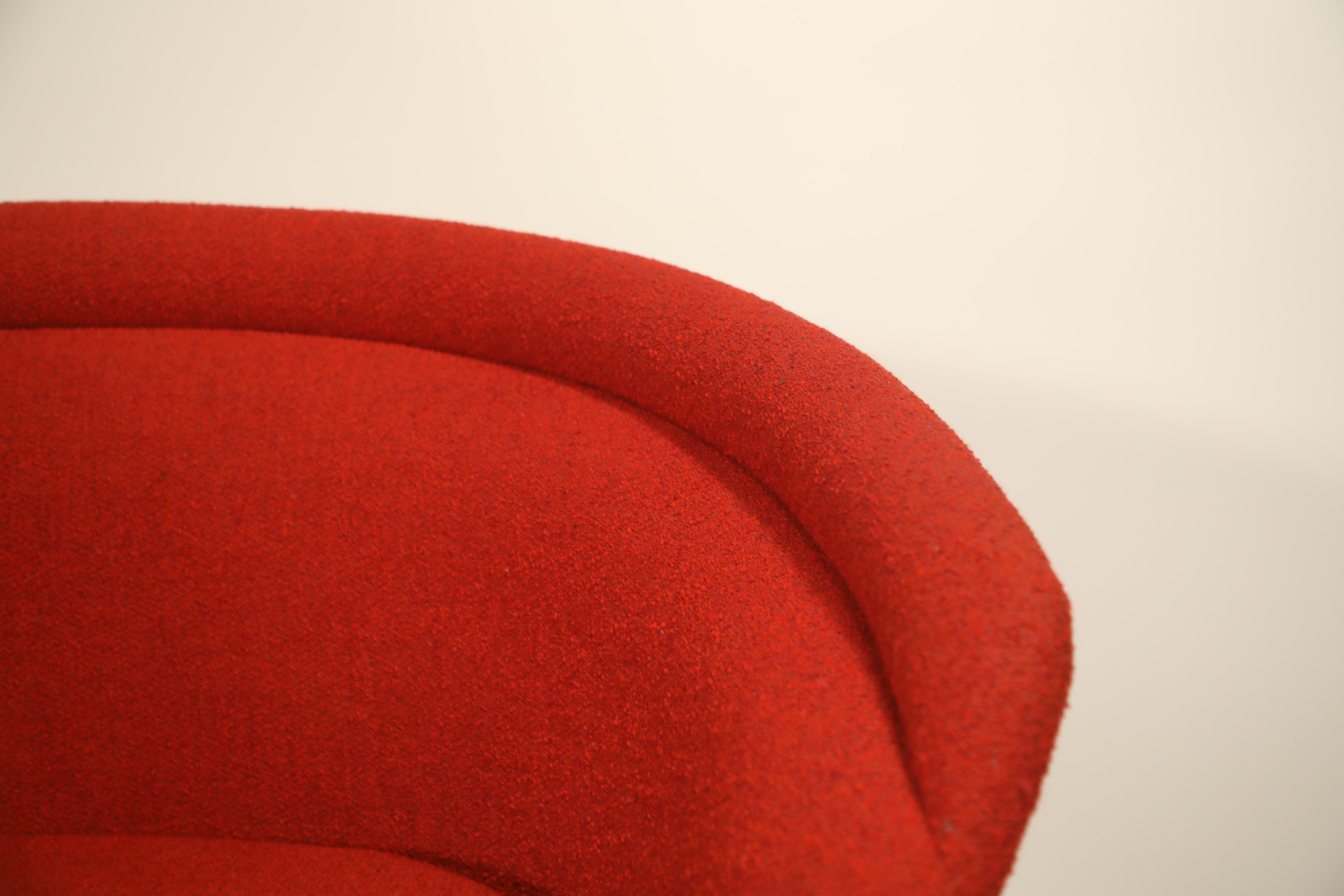 Warren Platner for Knoll Lounge Chairs in Red Wool Boucle 7