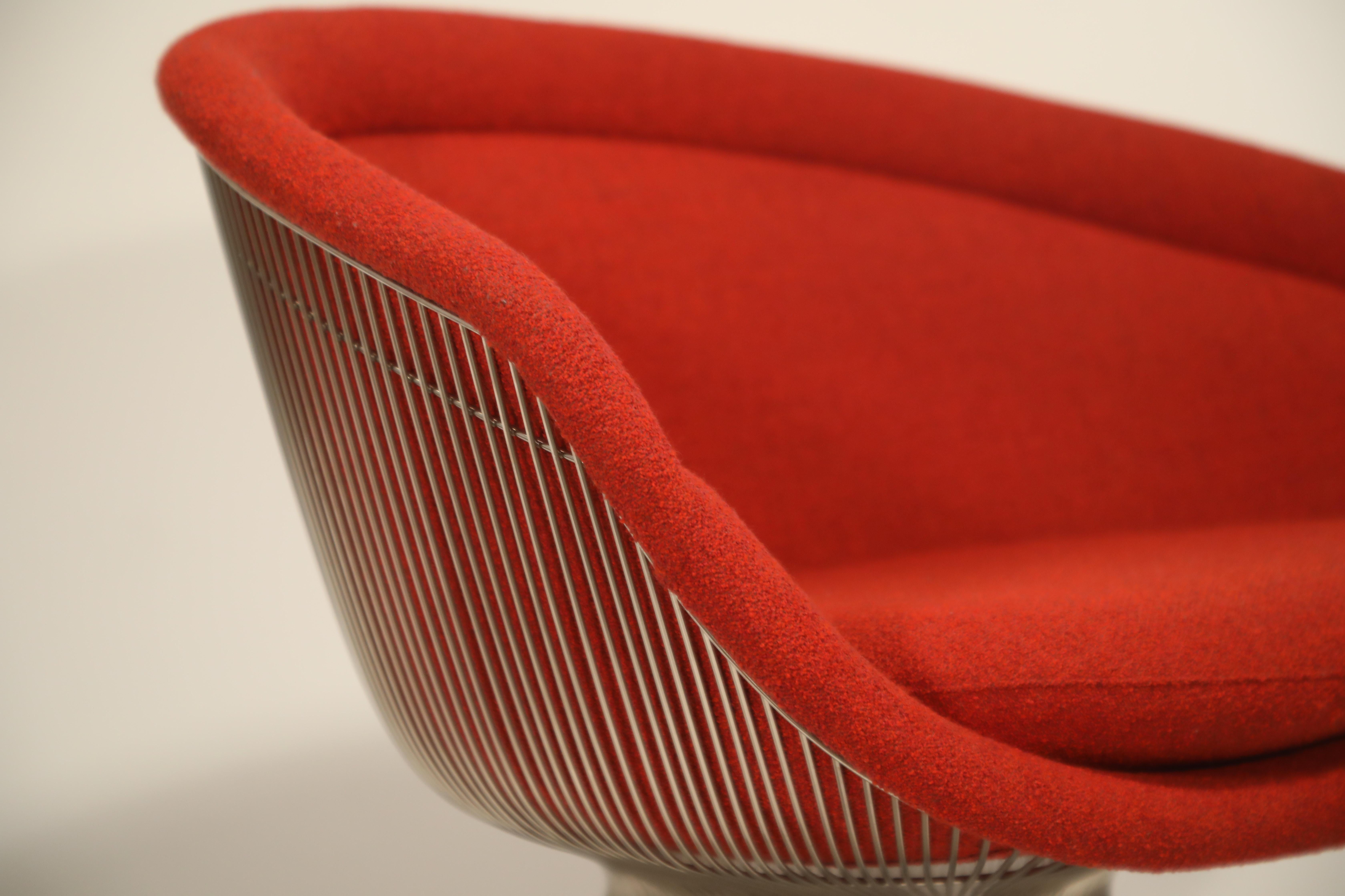 Warren Platner for Knoll Lounge Chairs in Red Wool Boucle 8