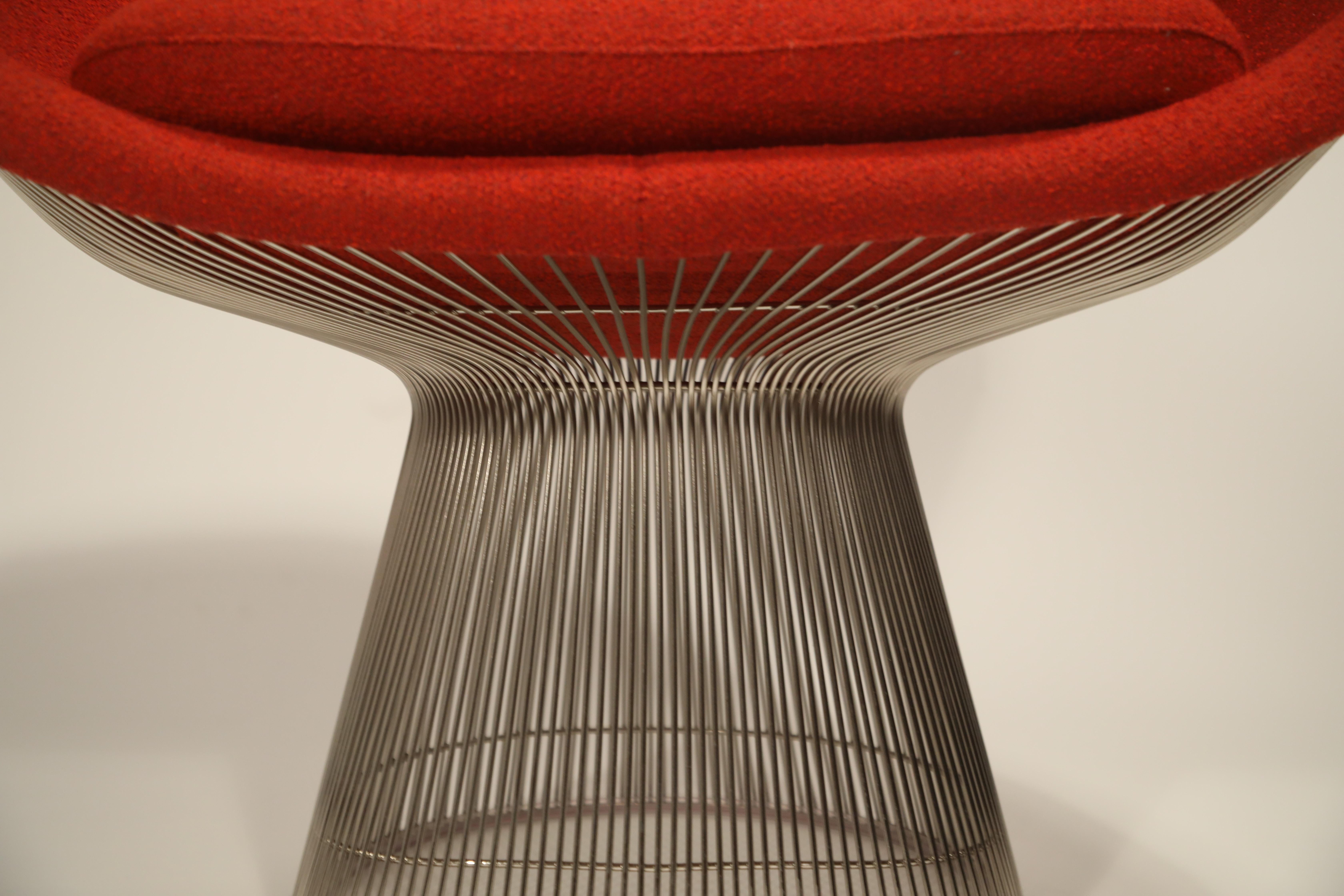 Warren Platner for Knoll Lounge Chairs in Red Wool Boucle 10
