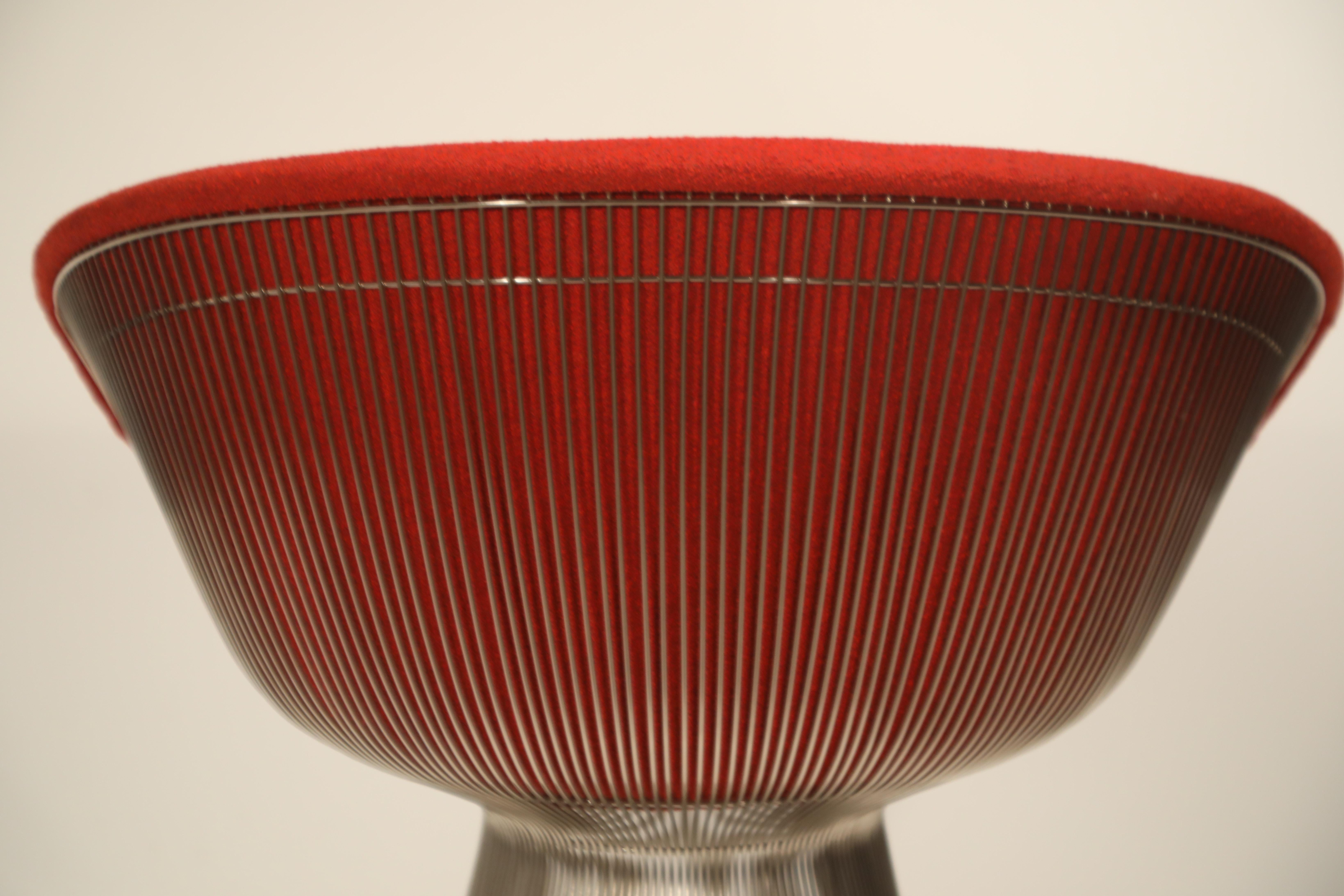 Warren Platner for Knoll Lounge Chairs in Red Wool Boucle 11
