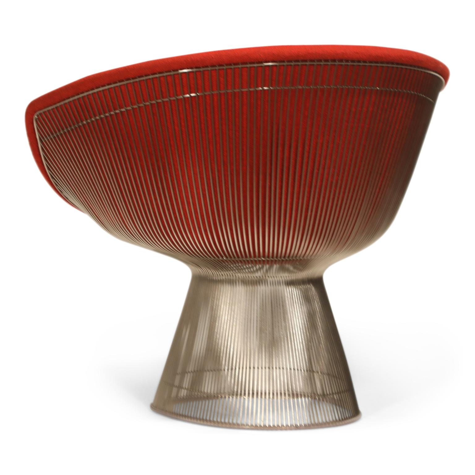 Contemporary Warren Platner for Knoll Lounge Chairs in Red Wool Boucle