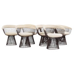Chaises de salle à manger Warren Platner pour Knoll en bronze du milieu du siècle dernier - Lot de 8