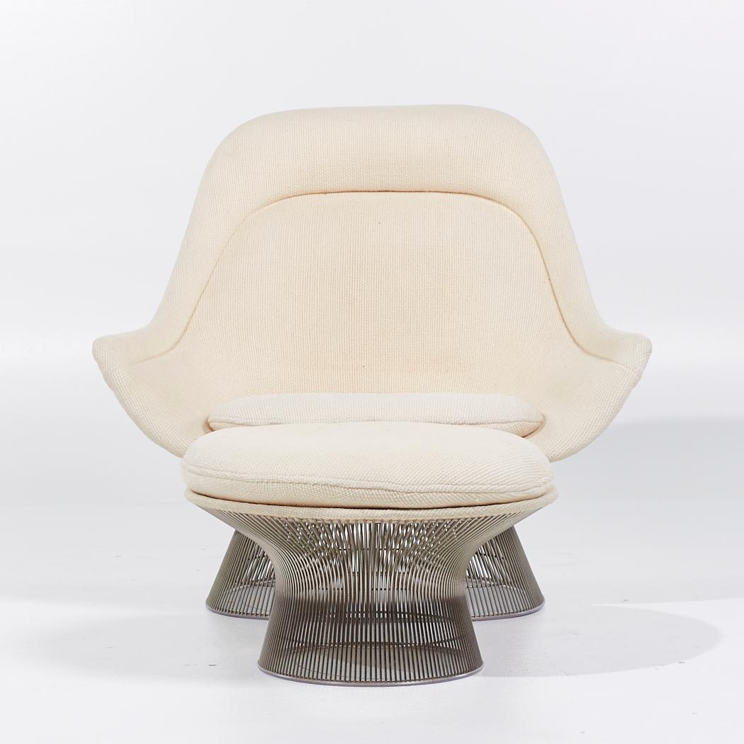 Warren Platner for Knoll Mid Century Easy Lounge Chair and Ottoman

The chair measures: 41 wide x 35 deep x 39 high, with a seat height of 16 inches and arm height/chair clearance of 20.5 inches
The ottoman measures: 24 wide x 24 deep x 11.25 inches