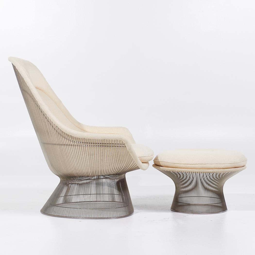 Metal Warren Platner for Knoll Mid Century Easy Lounge Chair and Ottoman For Sale