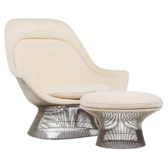 Warren Platner for Knoll Mid Century Easy Lounge Chair and Ottoman (chaise longue et pouf)