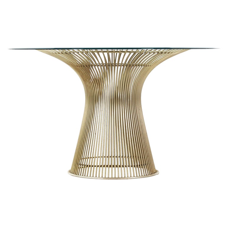 Warren Platner for Knoll Mid-Century Glass and Polished Nickel Dining ...