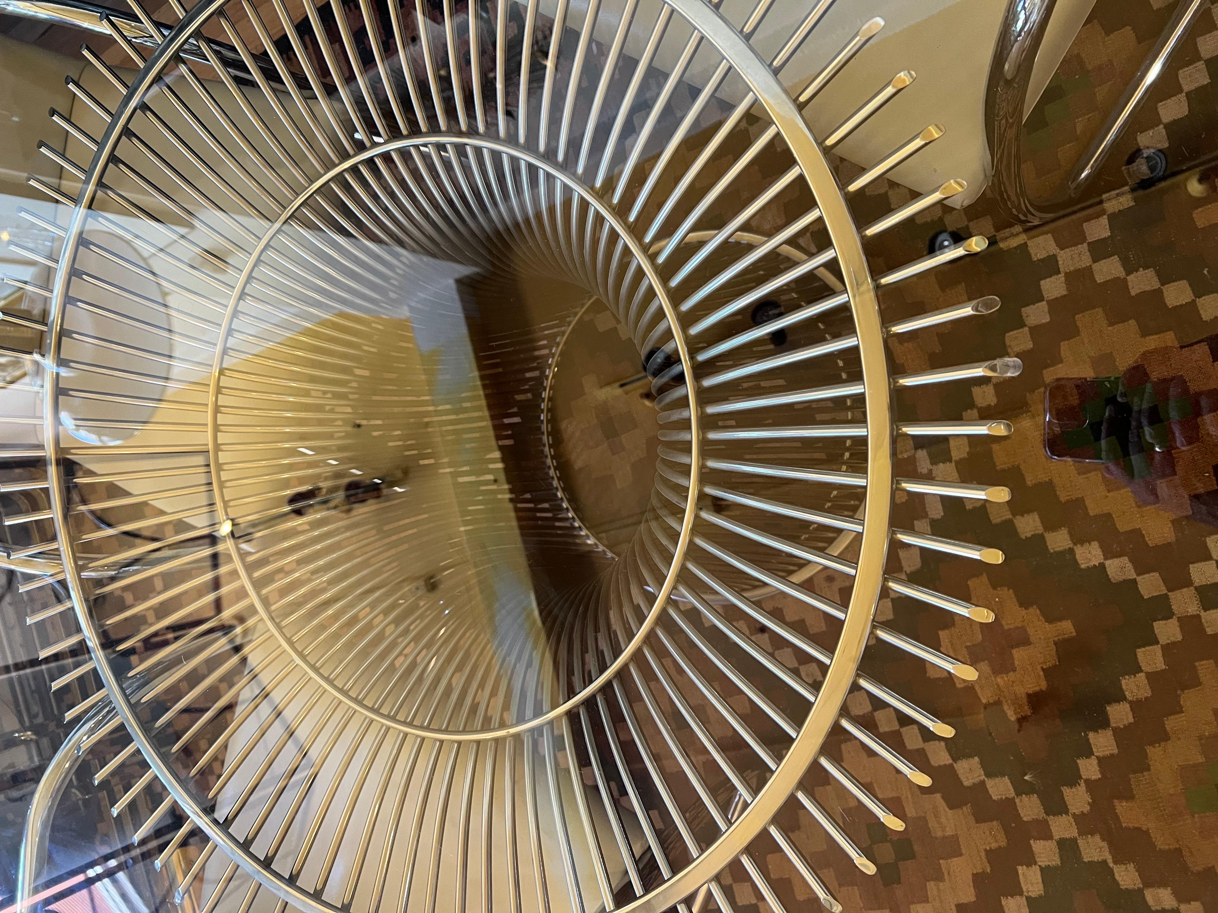 Warren Platner for Knoll Mid-Century Glass Top Nickel Dining Table In Good Condition In San Diego, CA