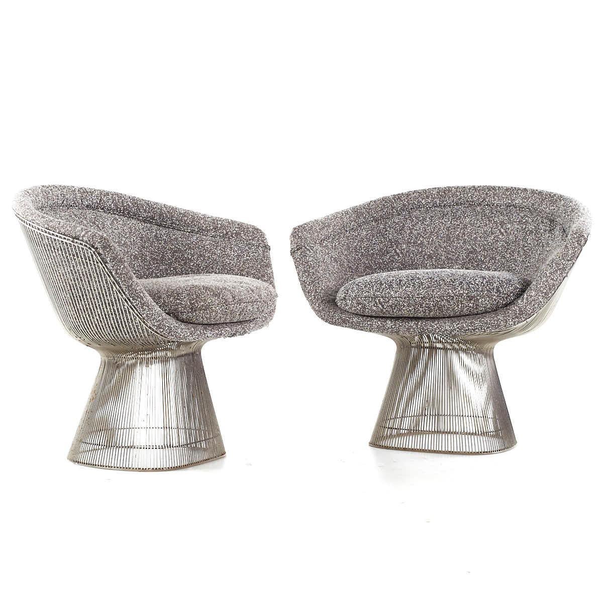 Warren Platner for Knoll Mid Century Lounge Chairs – Pair

Each chair measures: 36 wide x 27 deep x 30.5 high, with a seat height of 20 and arm height/chair clearance 26 inches

All pieces of furniture can be had in what we call restored vintage
