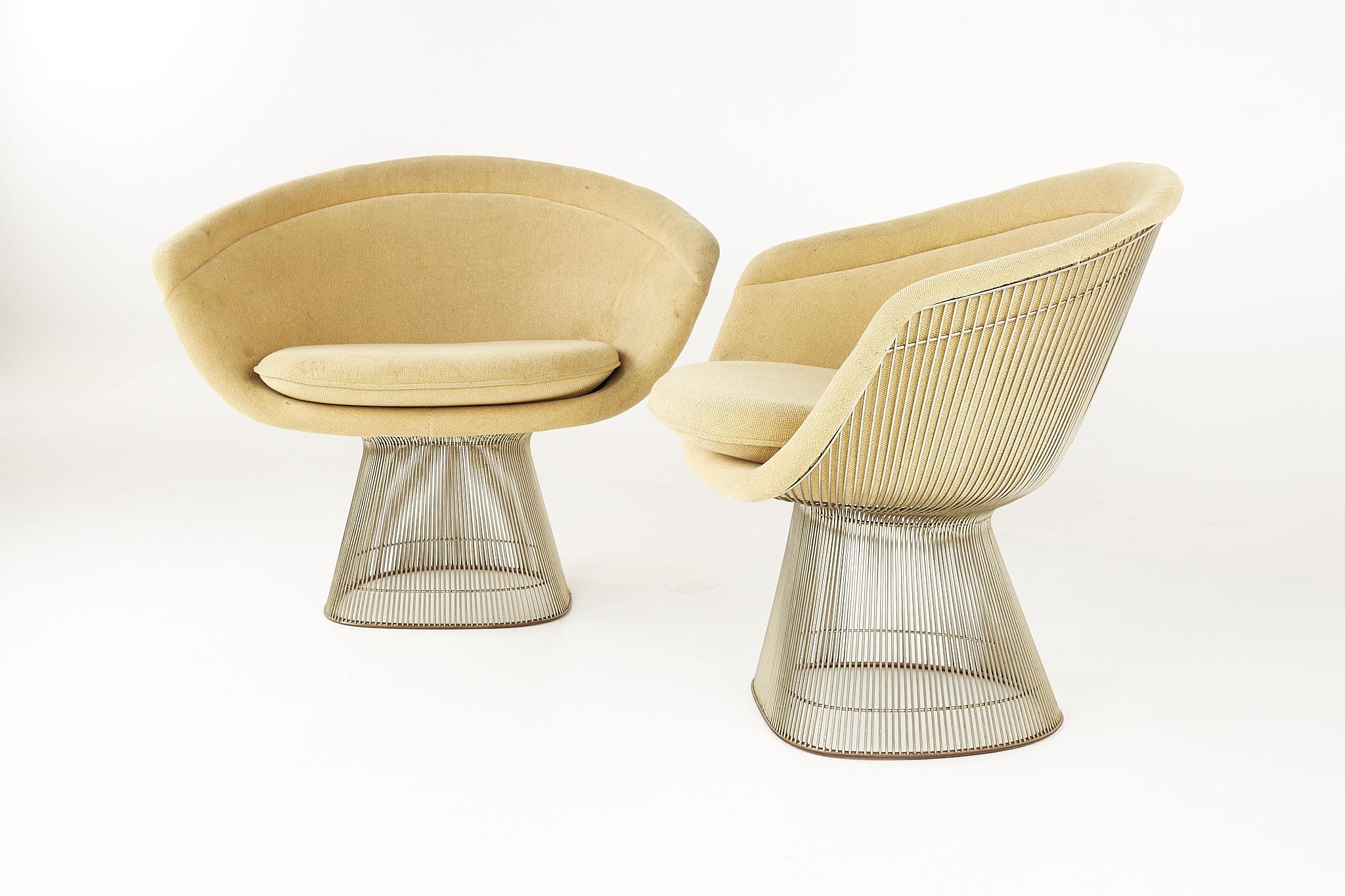 Mid-Century Modern Warren Platner for Knoll Mid Century Lounge Chairs, Pair