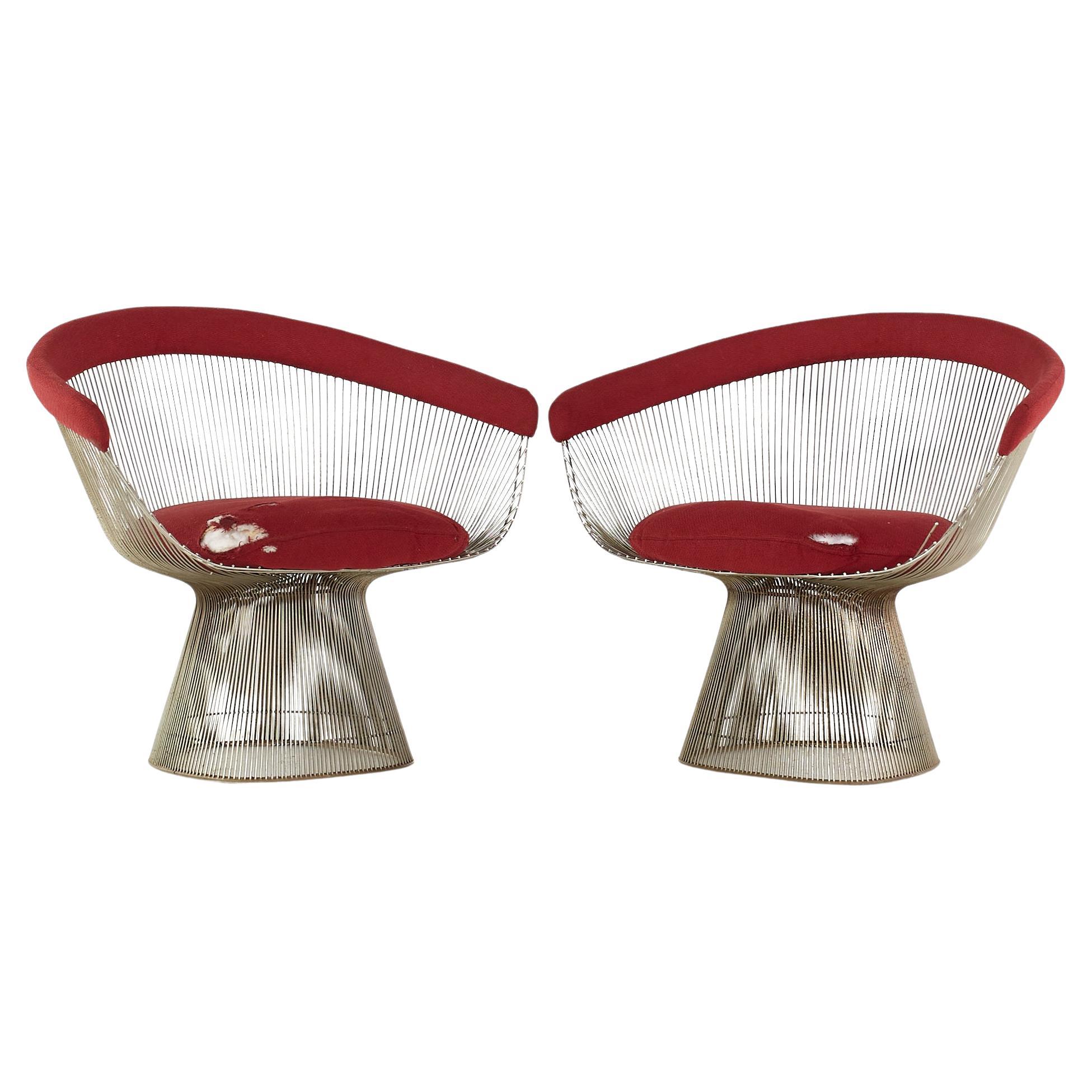 Warren Platner for Knoll Mid Century Lounge Chairs, Pair