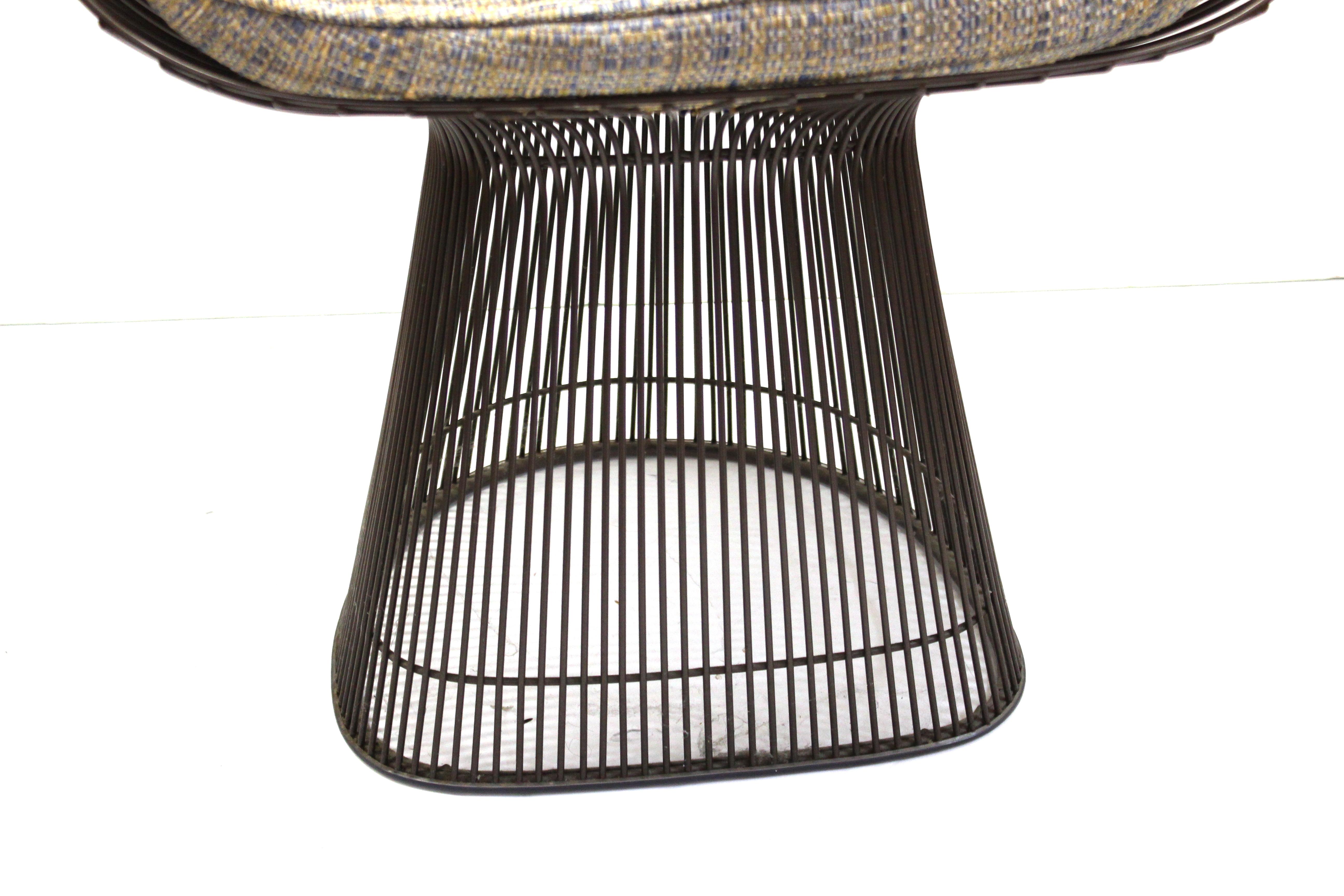 Warren Platner for Knoll Mid-Century Modern Bronze Wire Armchairs In Good Condition In New York, NY