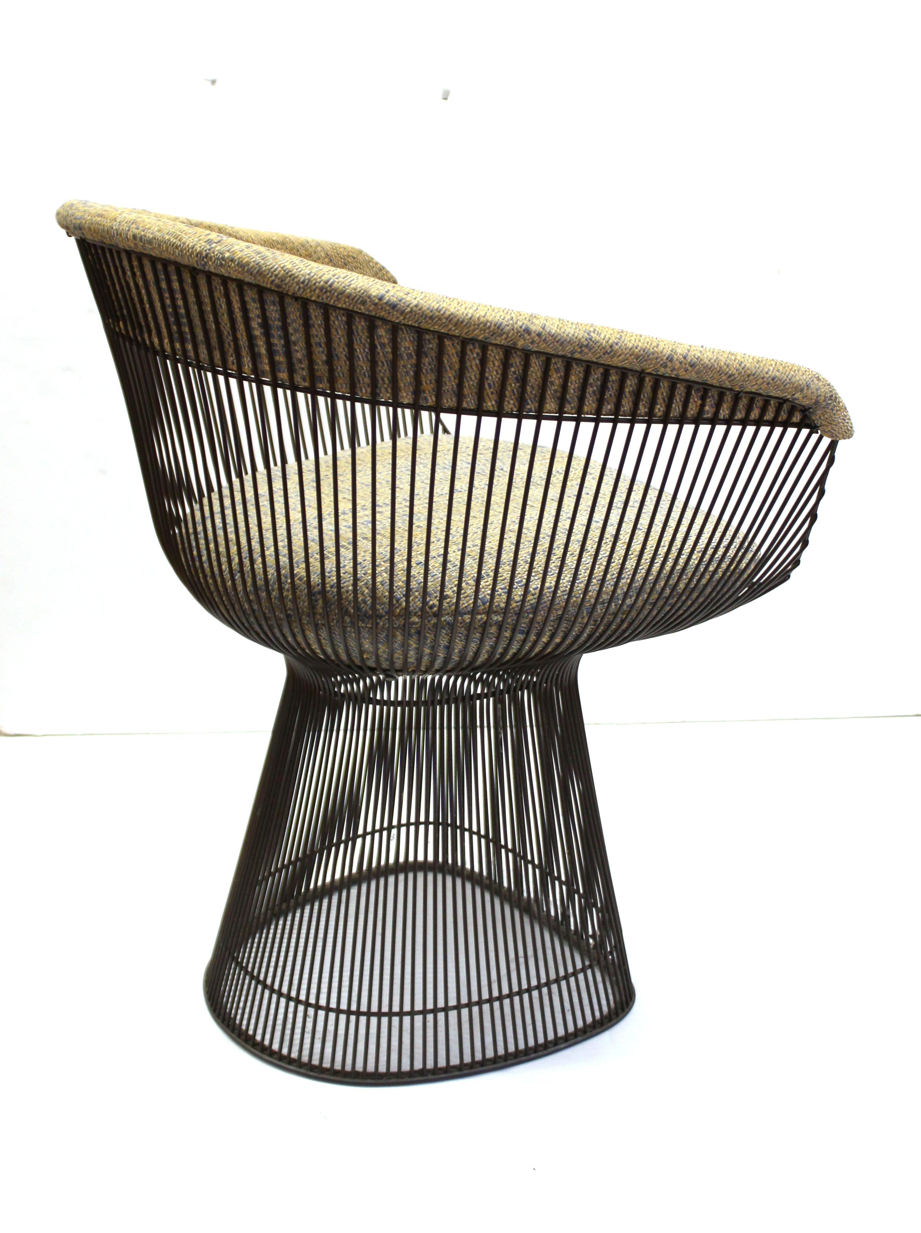 Warren Platner for Knoll Mid-Century Modern Bronze Wire Armchairs 1