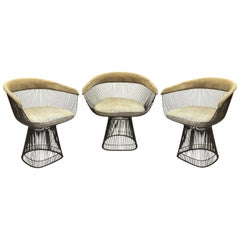 Warren Platner for Knoll Mid-Century Modern Bronze Wire Armchairs