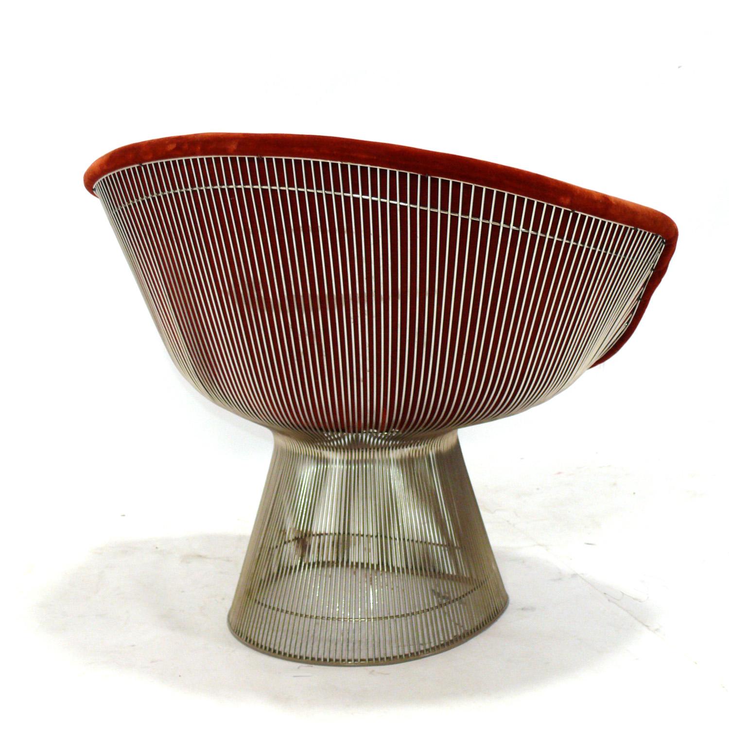 Mid-Century Modern Warren Platner for Knoll Nickel Lounge Chair Reupholstered in Your Fabric For Sale